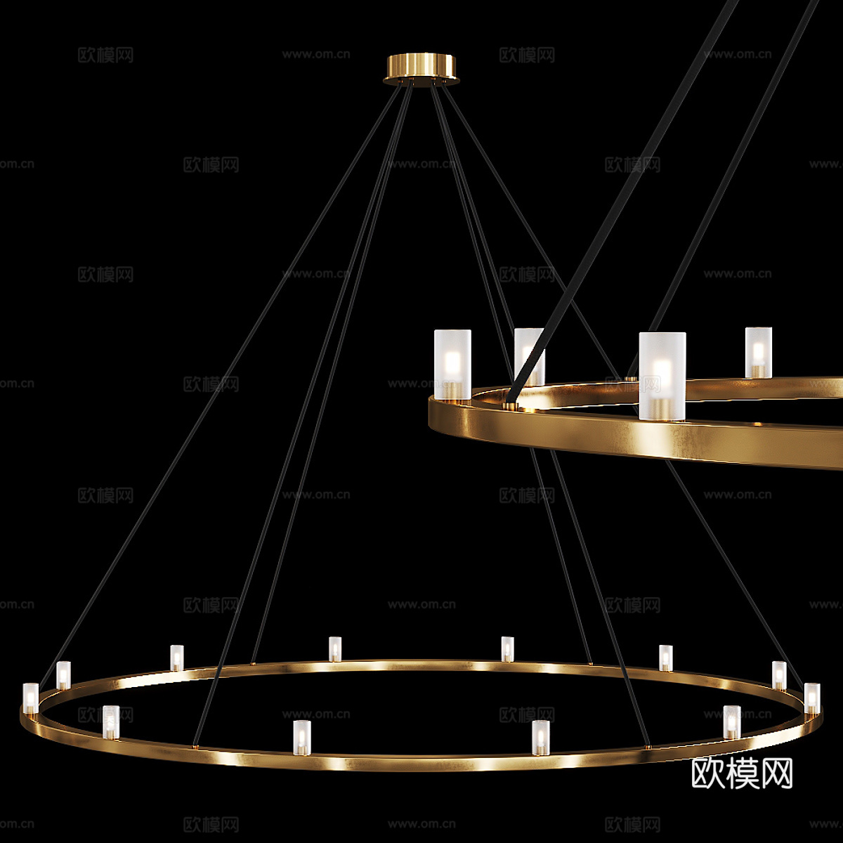 现代轻奢圆形金属吊灯3d模型