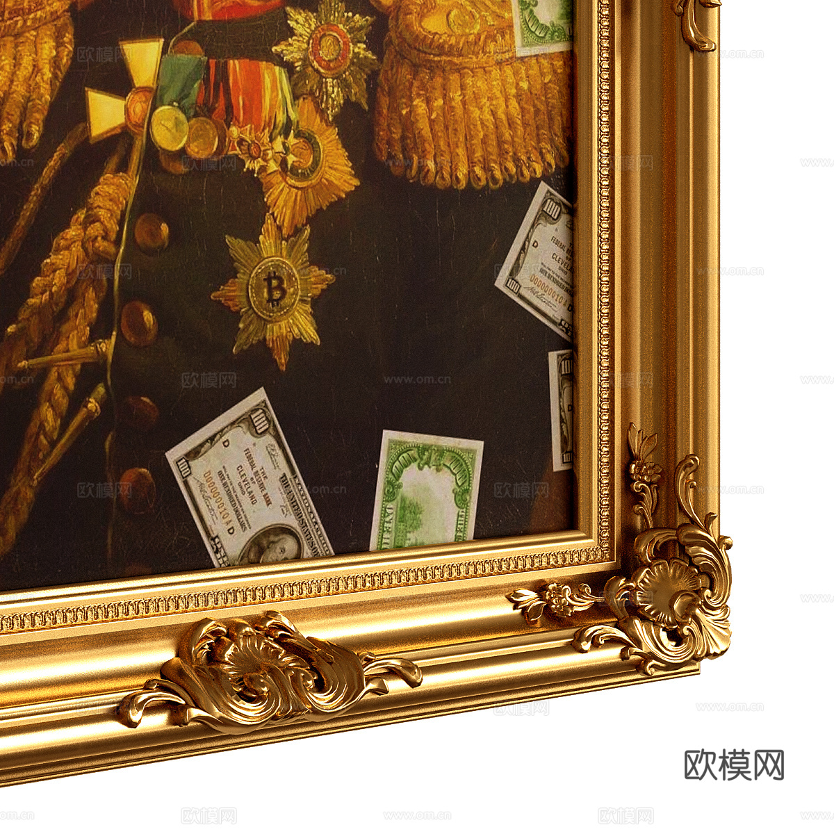 法式轻奢金框唐老鸭装饰挂画3d模型
