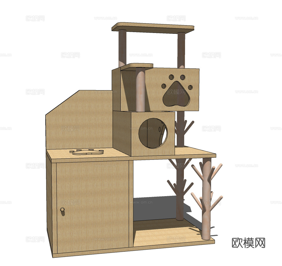 现代猫舍猫爬架su模型下载