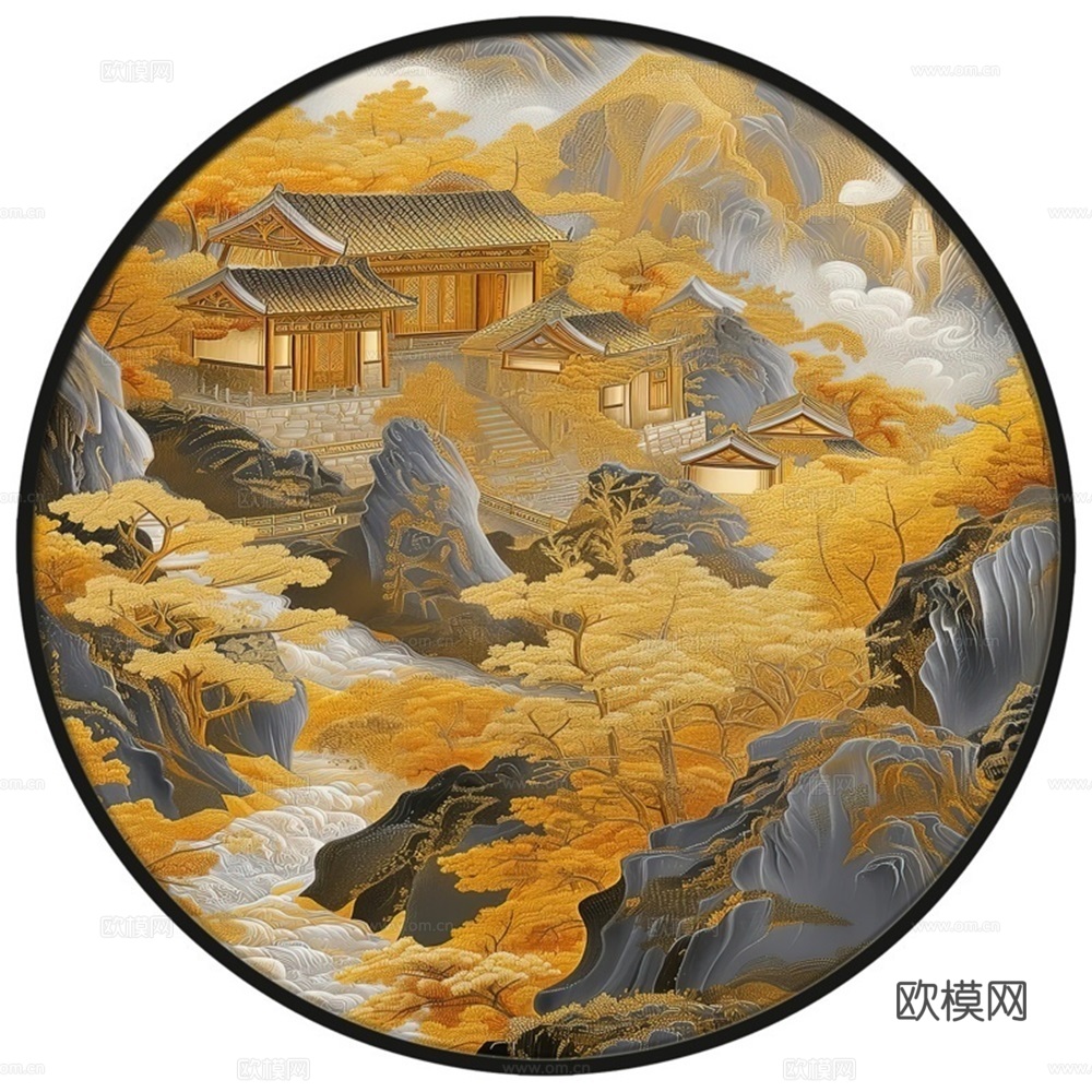 新中式圆形装饰画