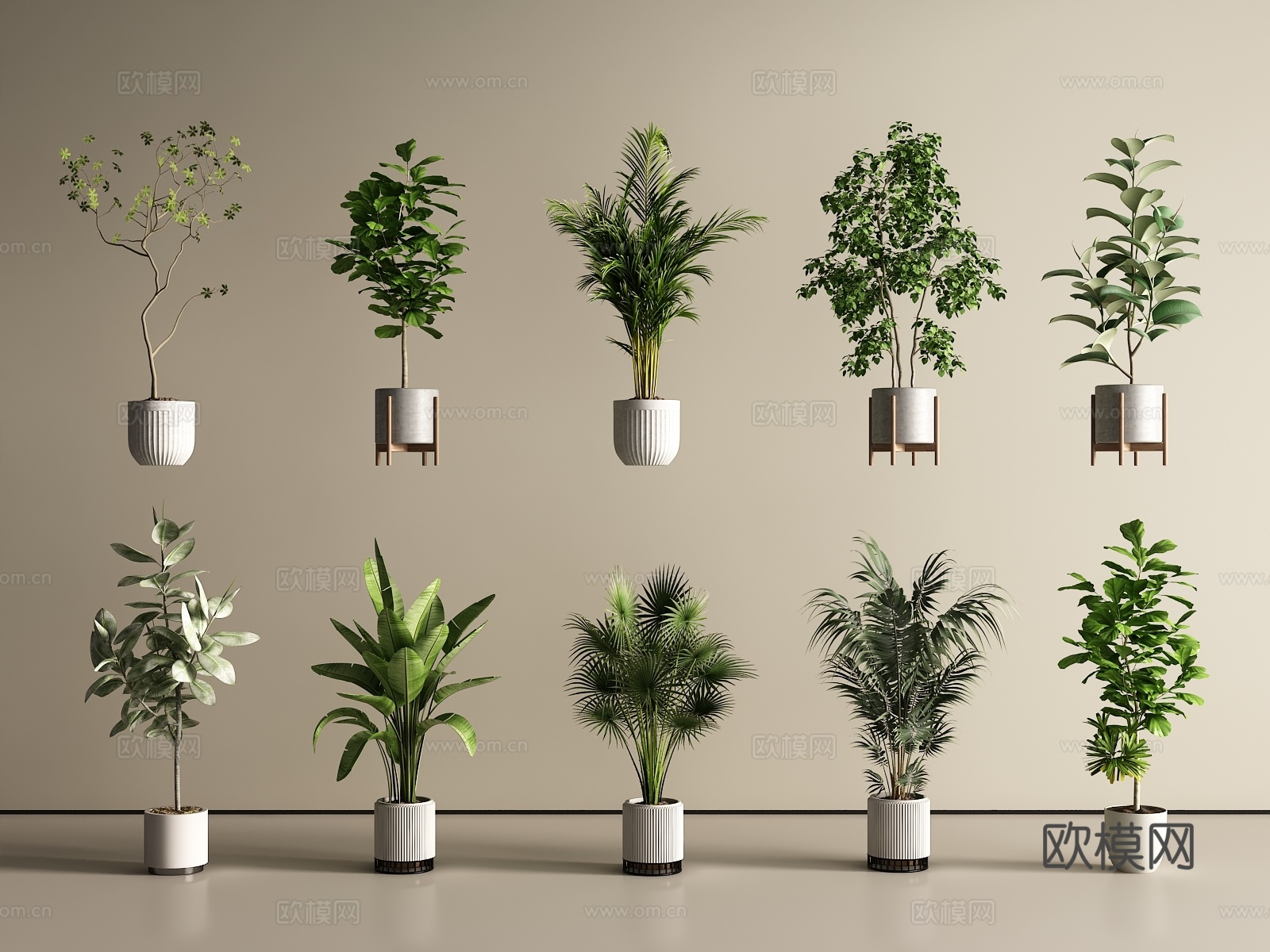 现代盆栽盆景绿植su模型