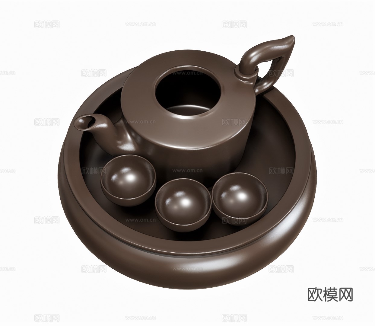 现代茶壶茶具su模型下载