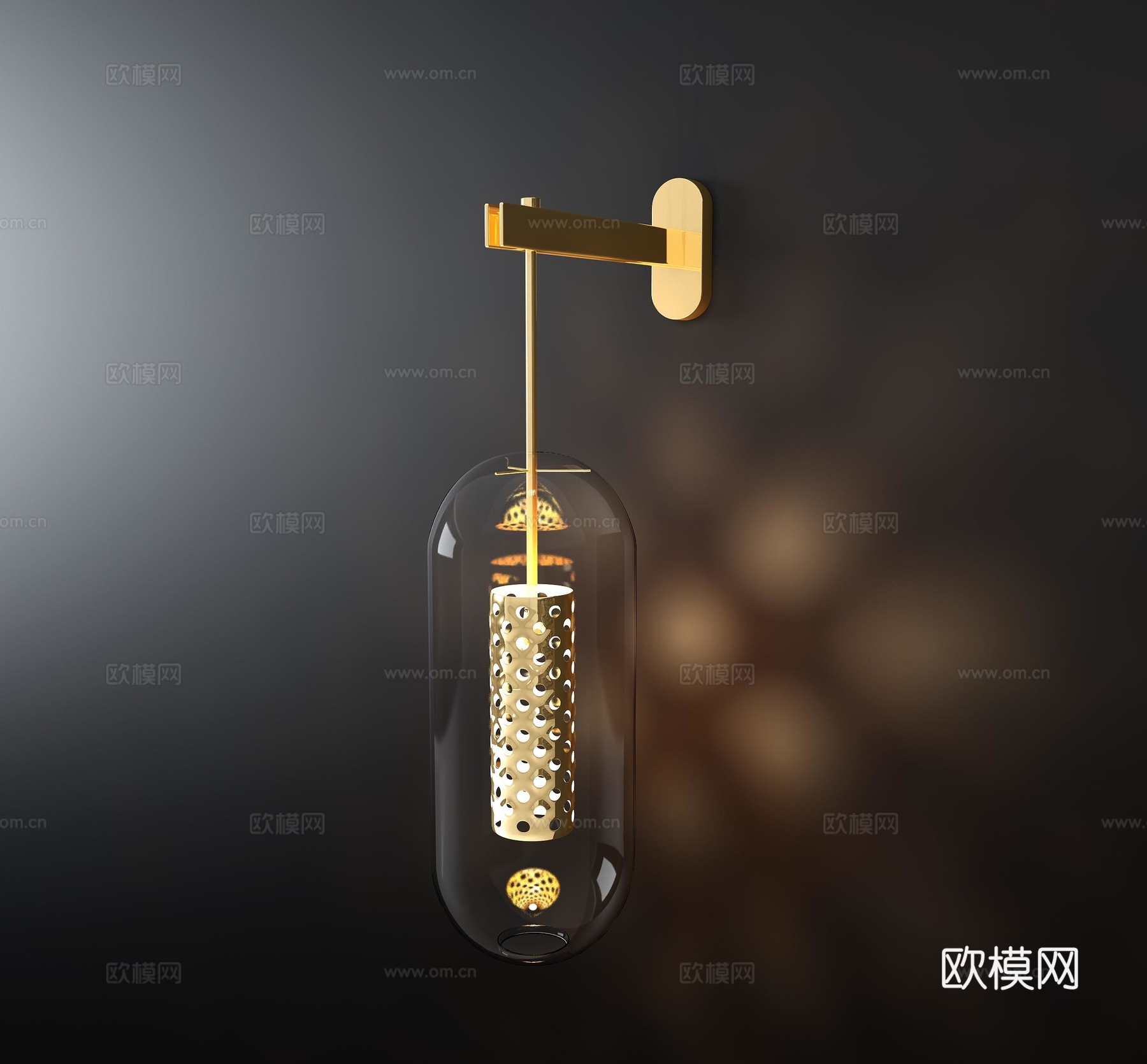 现代玻璃壁灯su模型下载