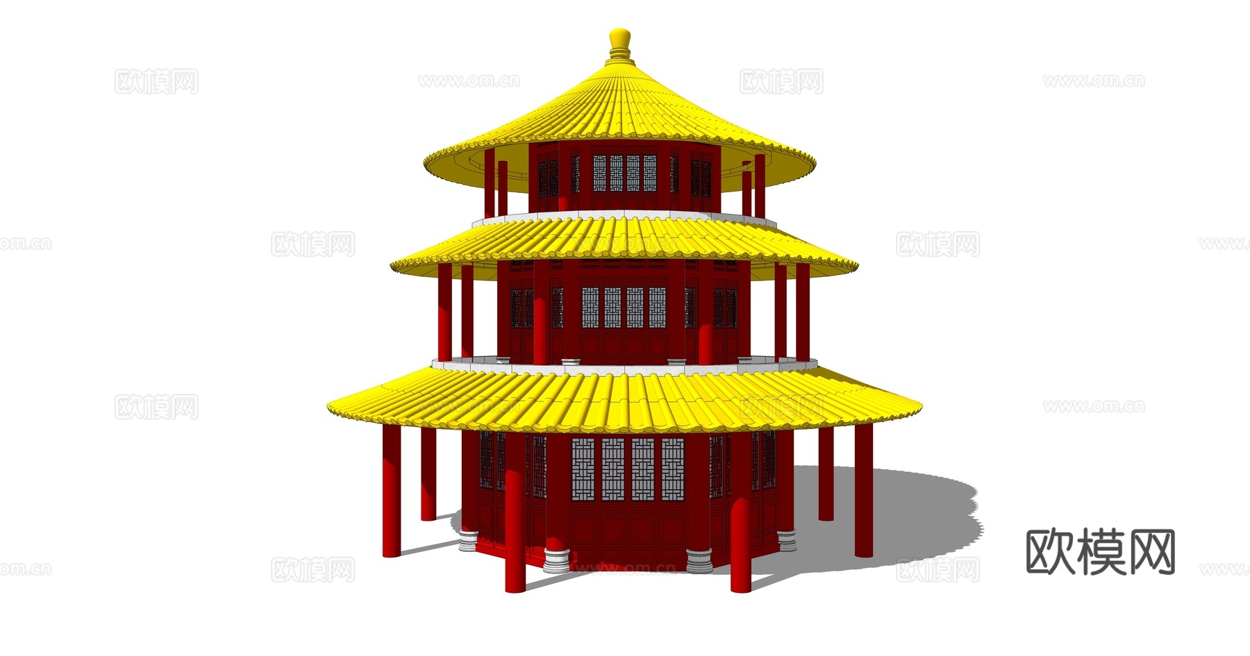 中式古建阁楼su模型下载