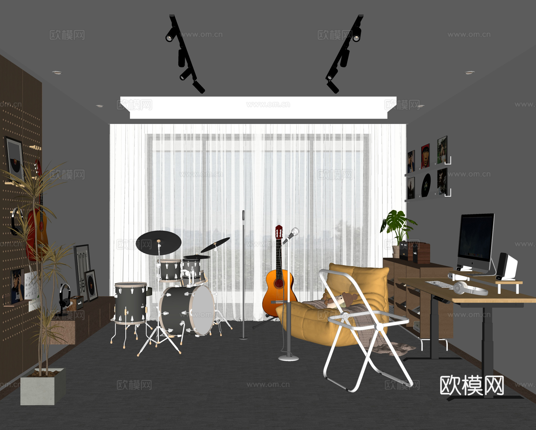 音乐工作室su模型