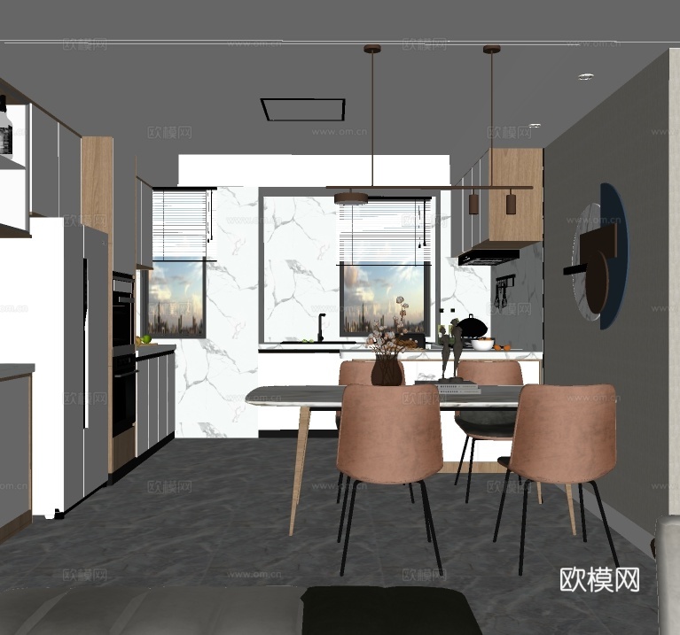 北欧餐厅su模型下载
