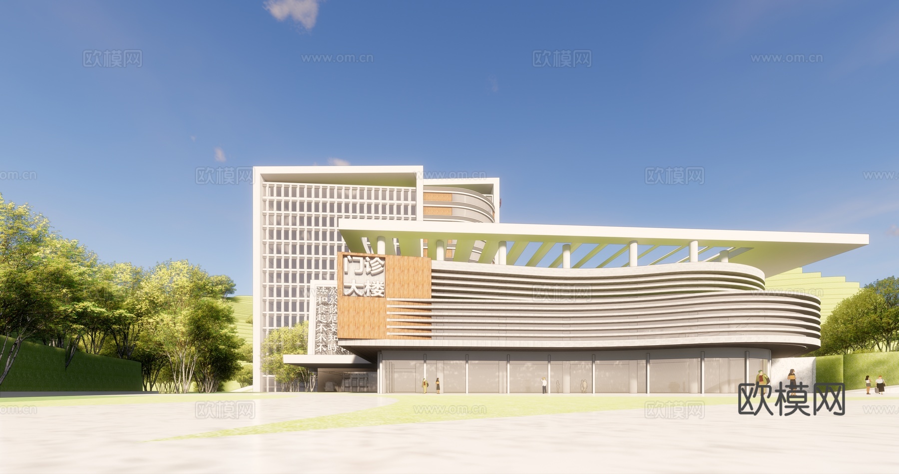 现代医院建筑外观su模型下载