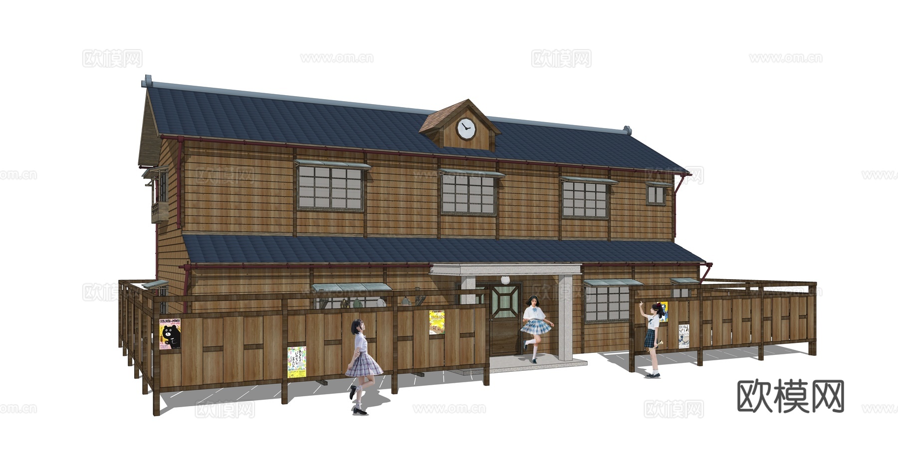日式木屋建筑外观su模型下载