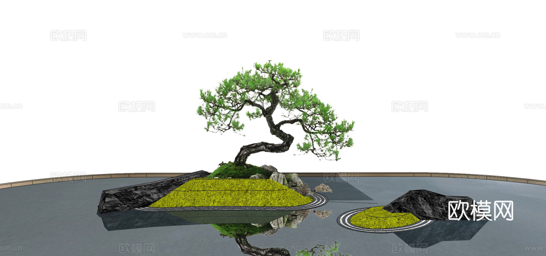 新中式景观松树su模型下载