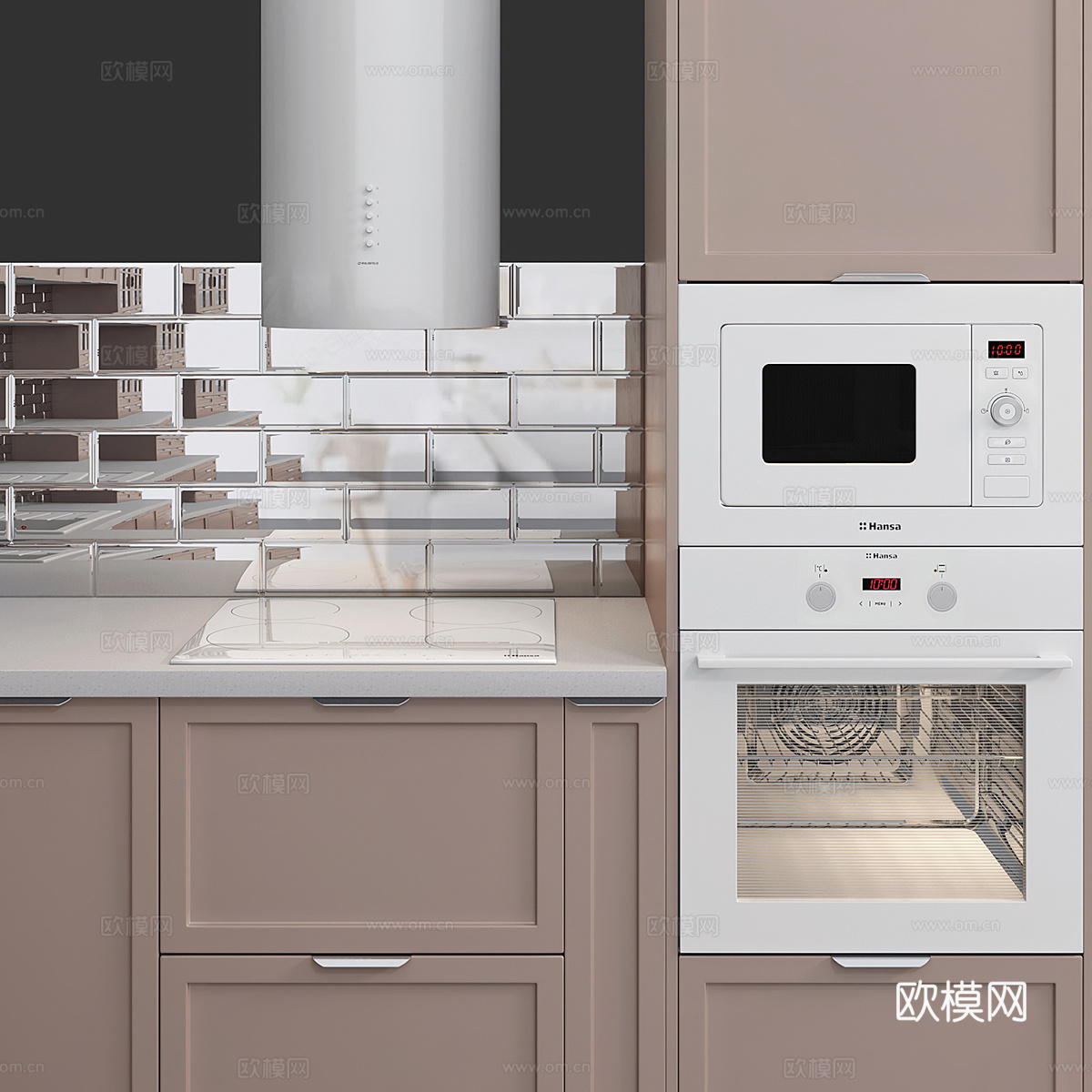 现代北欧奶油风橱柜3d模型