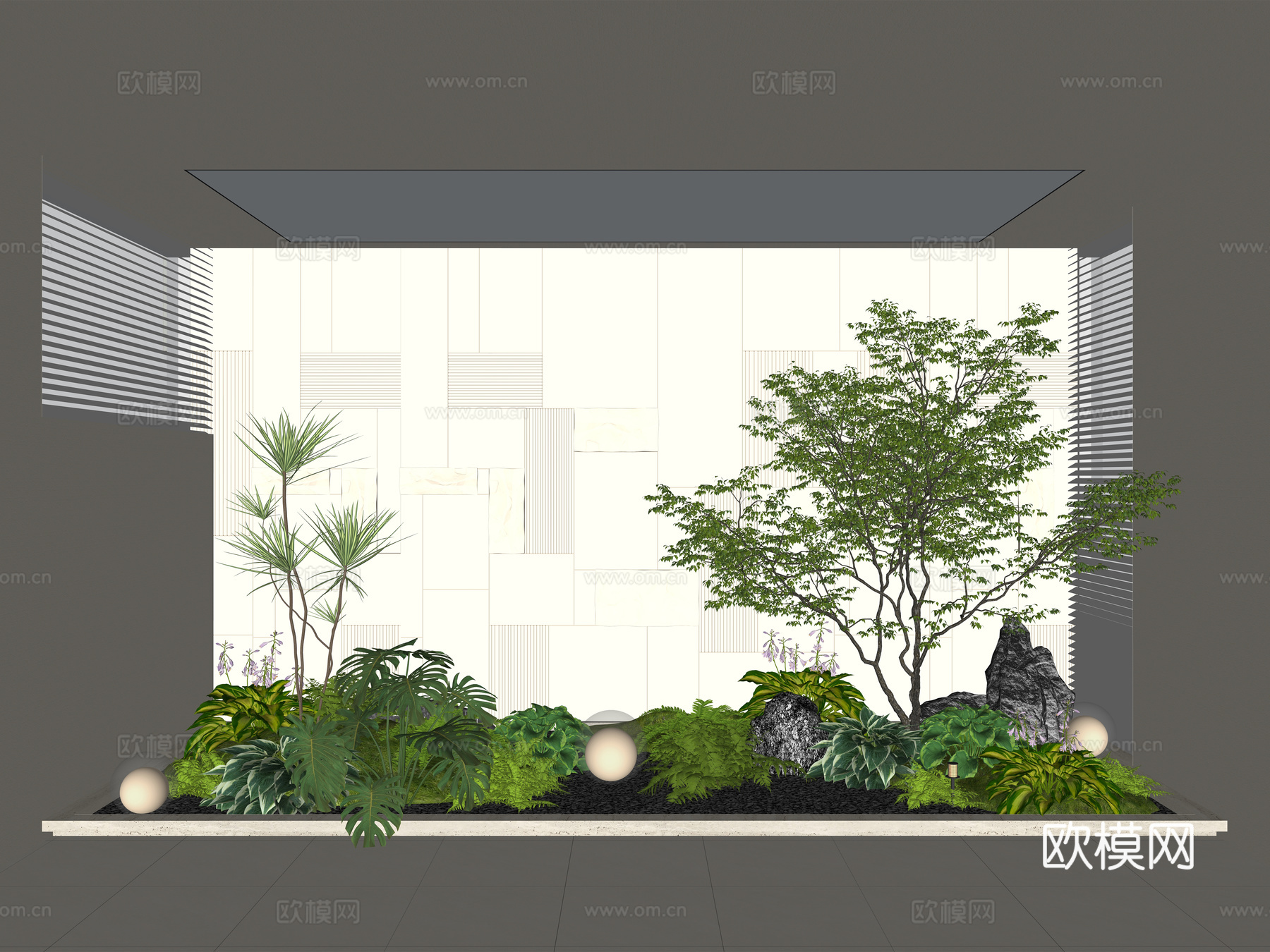 室内景观  天井绿植 室内绿植 植物搭配su模型