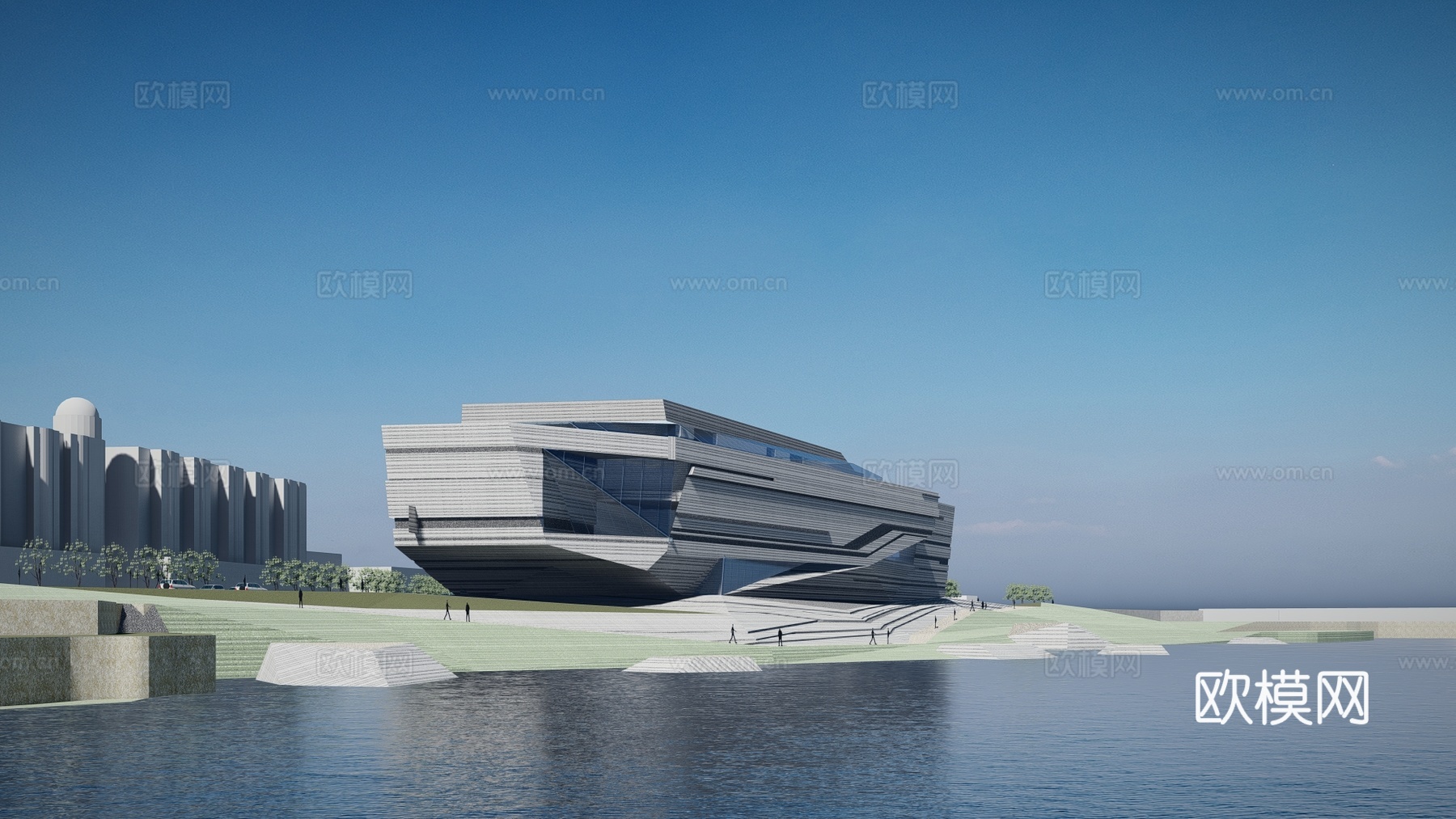 现代博物馆建筑外观su模型下载