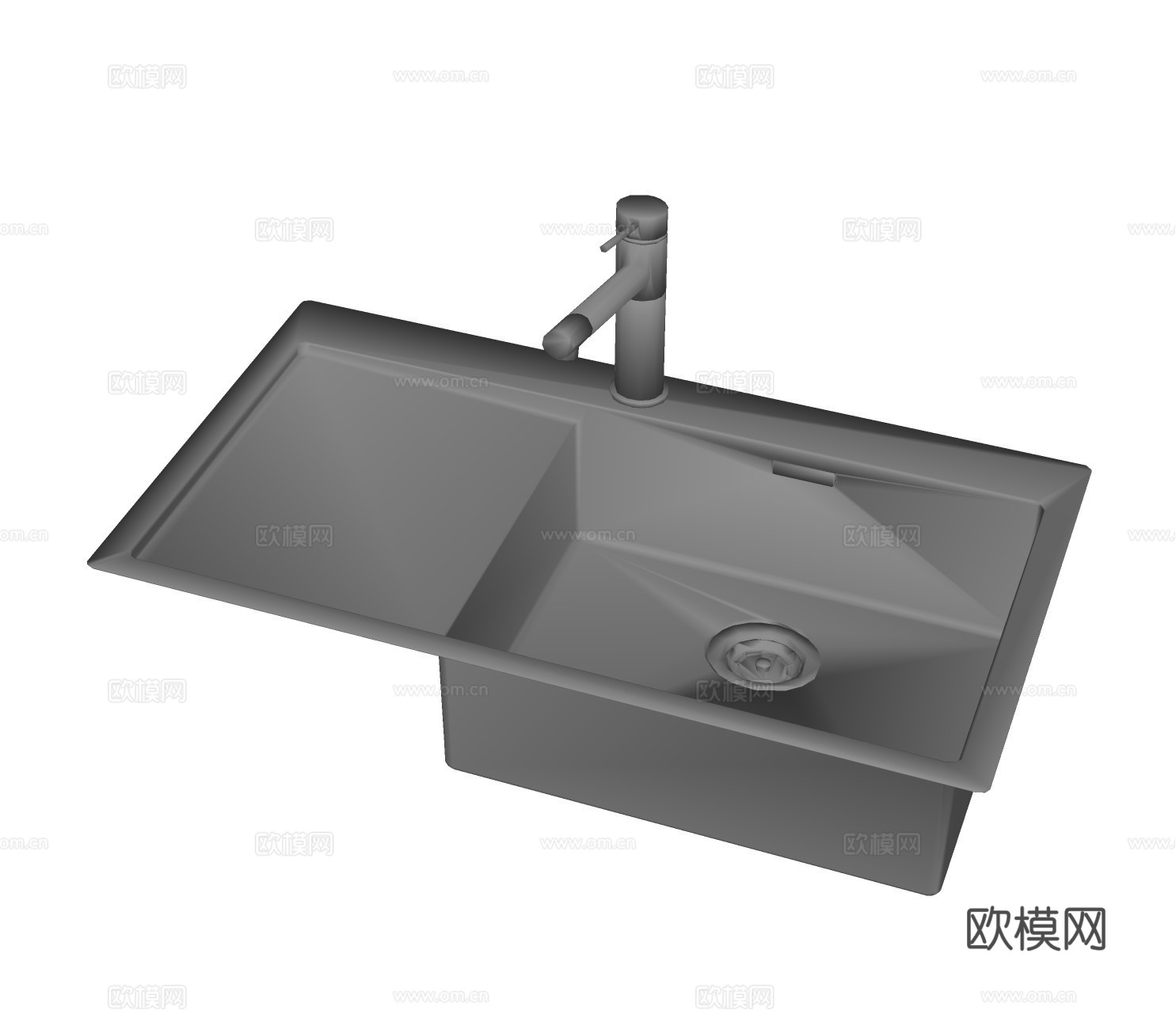 现代水槽洗菜盆su模型下载