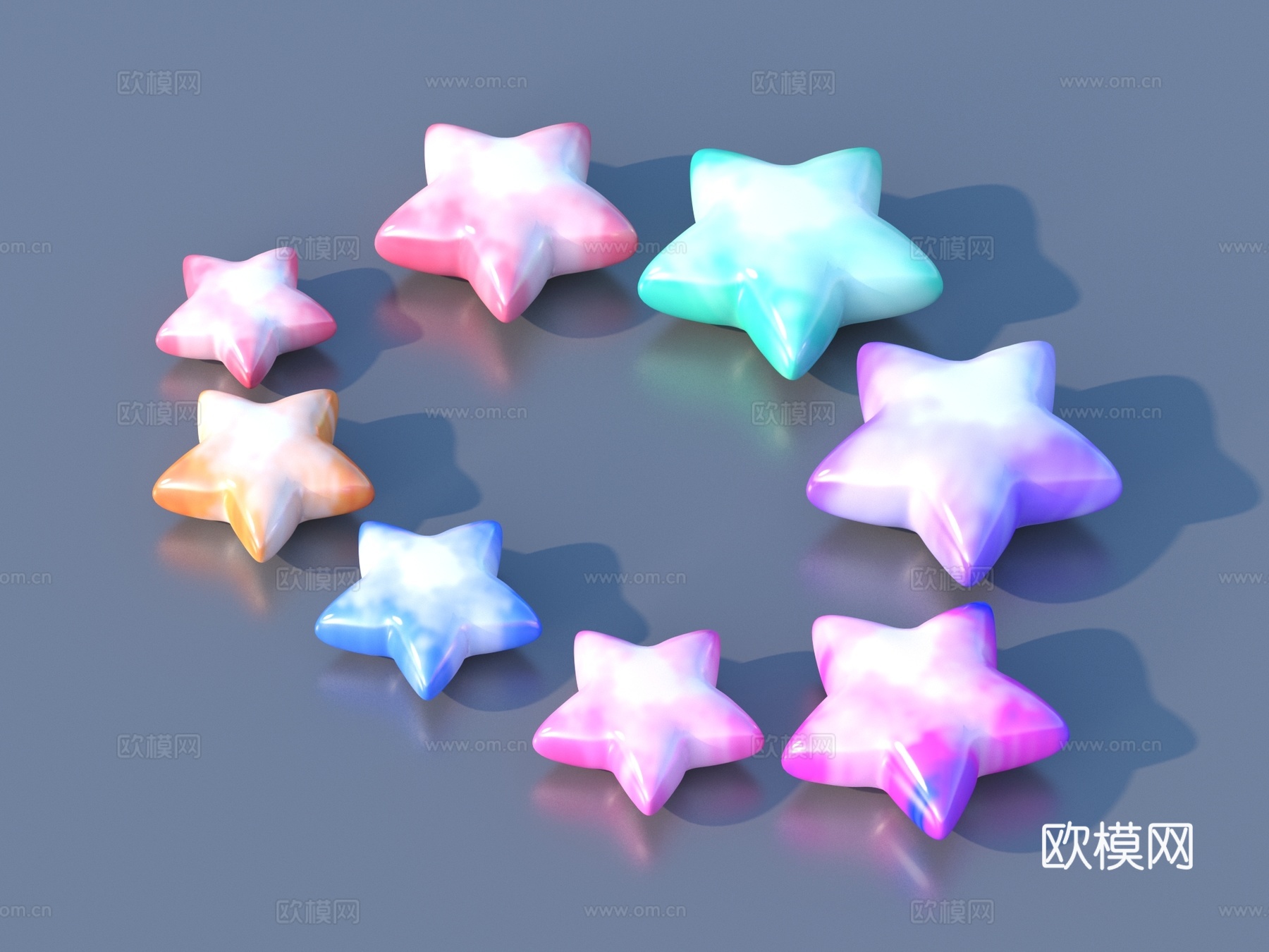 卡通爱心 五角星 美陈 摆件3d模型