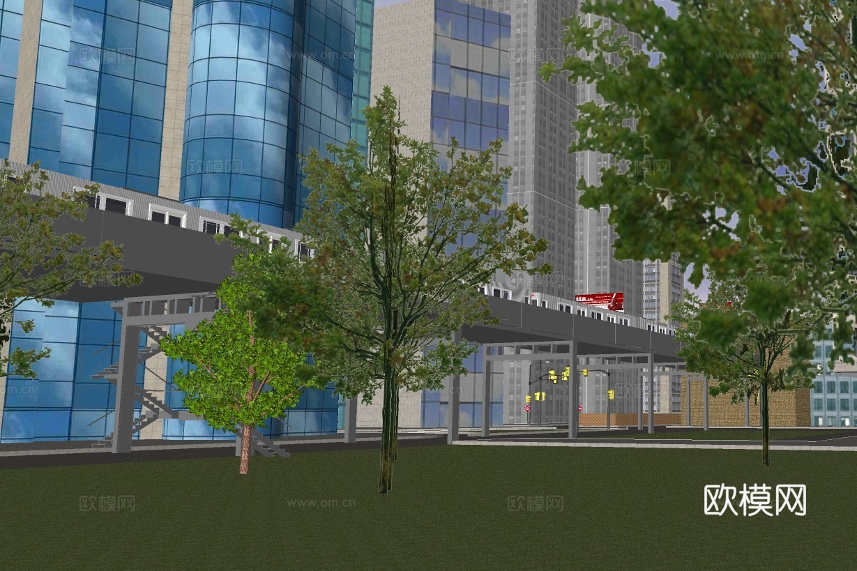 现代城市鸟瞰规划su模型下载