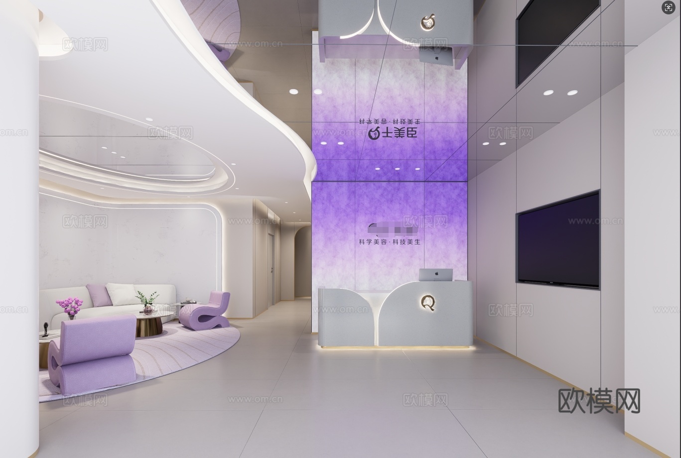 美容院 医美 按摩室 SPA  大堂su模型