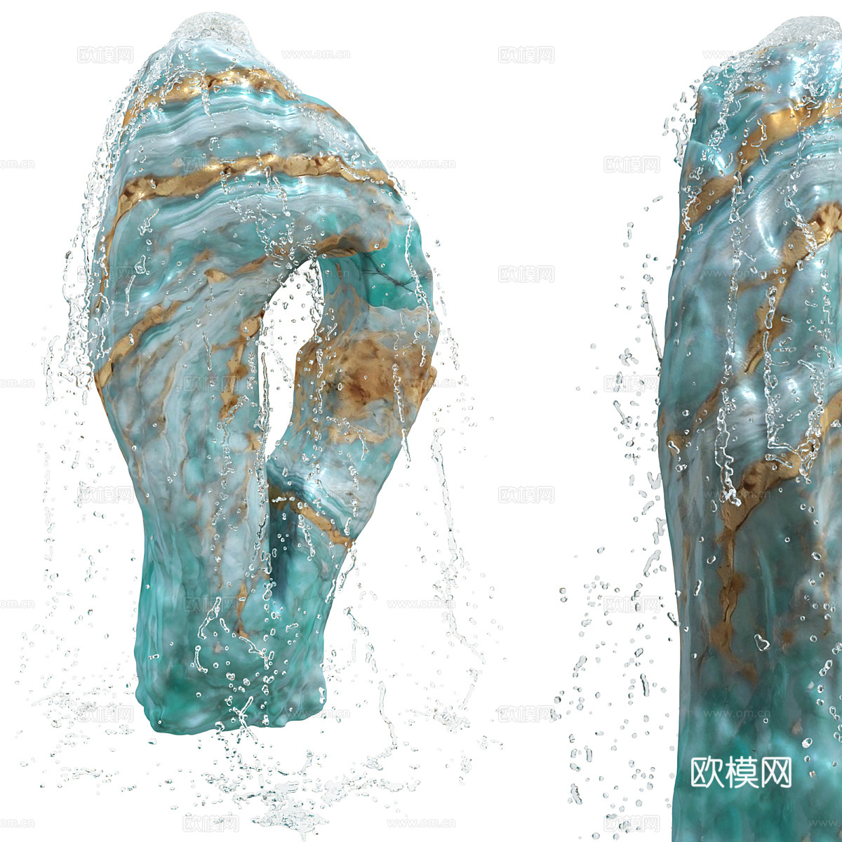 现代意式蓝宝石玛瑙石喷泉雕塑3d模型