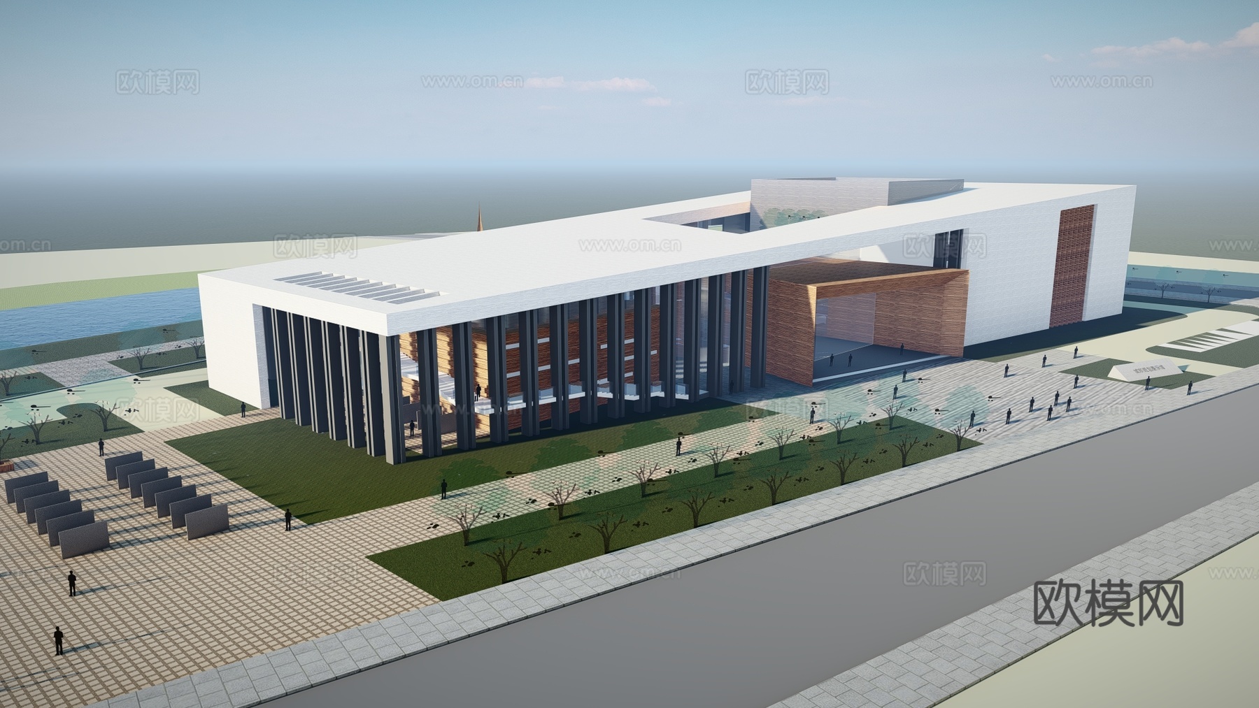 现代博物馆建筑外观su模型下载