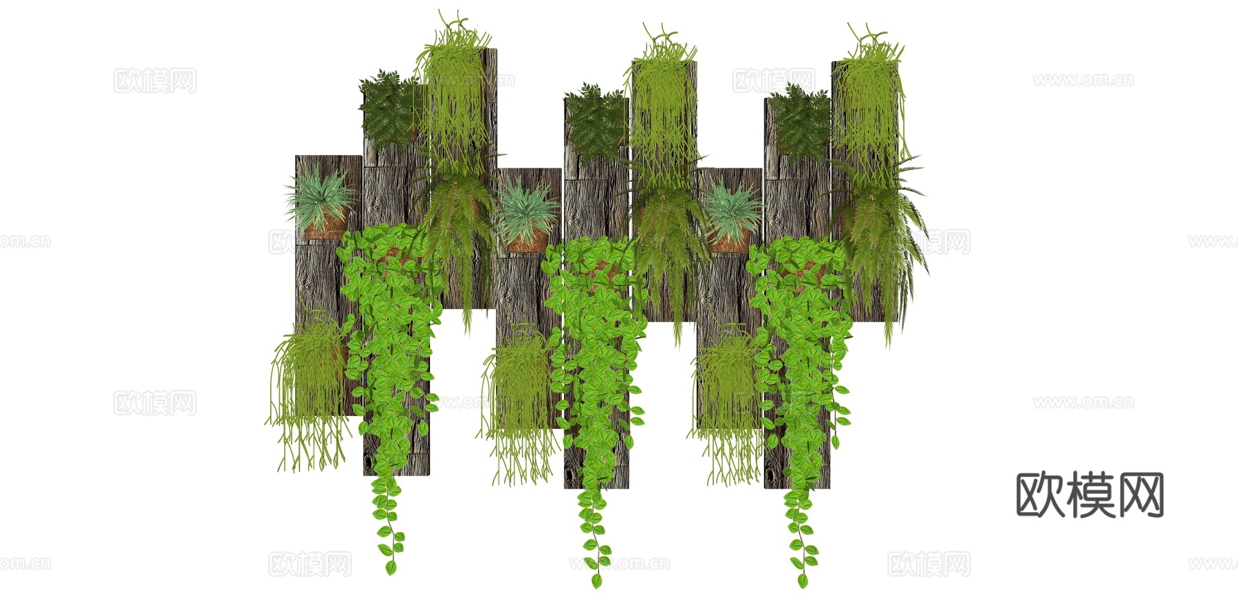 现代植物墙su模型下载