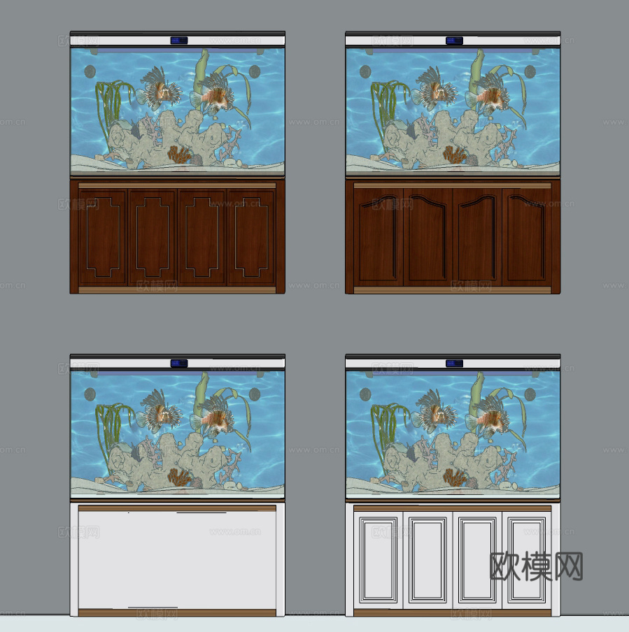 现代鱼缸水族箱su模型下载