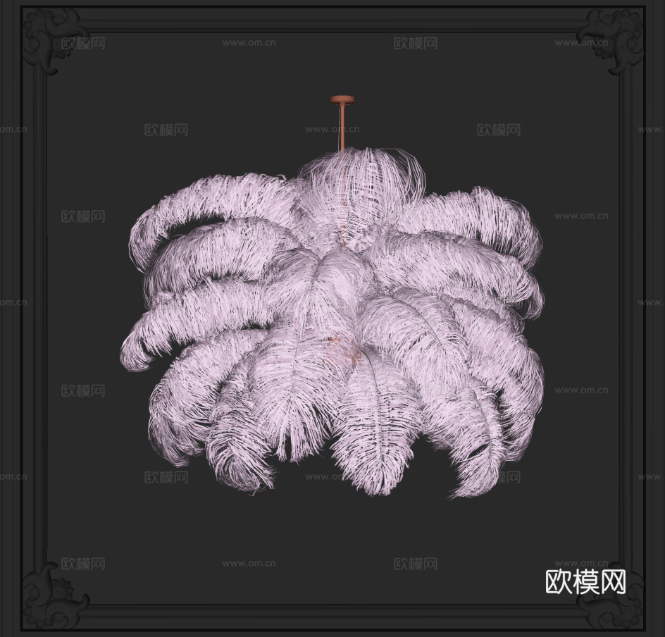 现代羽毛装饰灯su模型下载