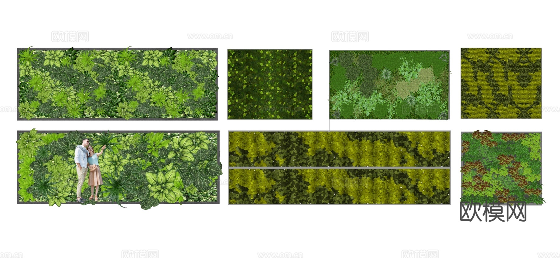 现代苔藓绿植墙su模型下载