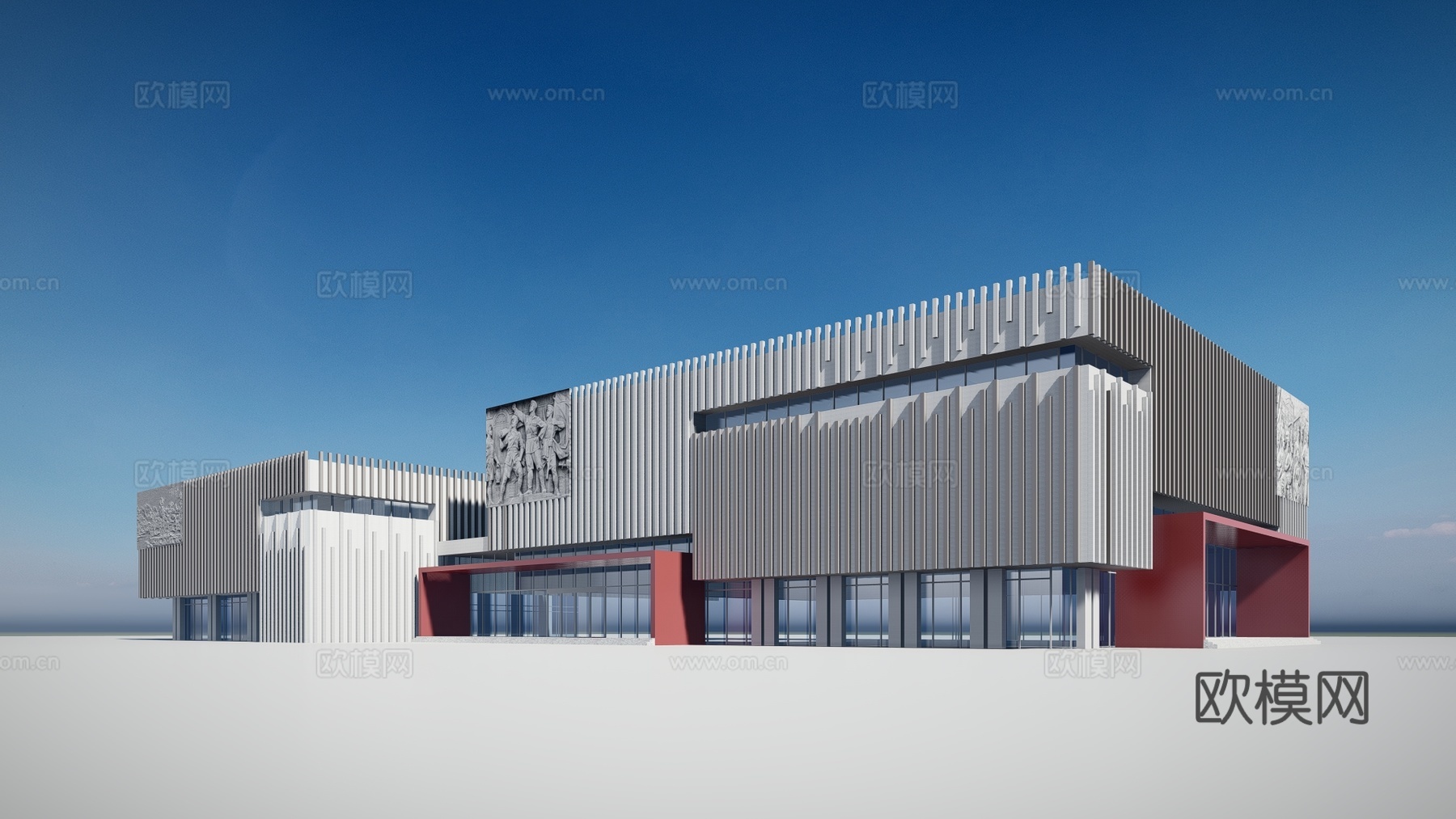 现代博物馆建筑外观su模型下载