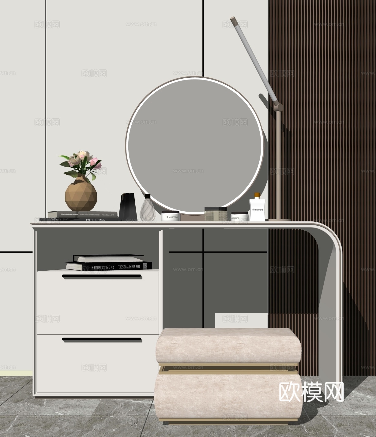 现代梳妆台su模型下载