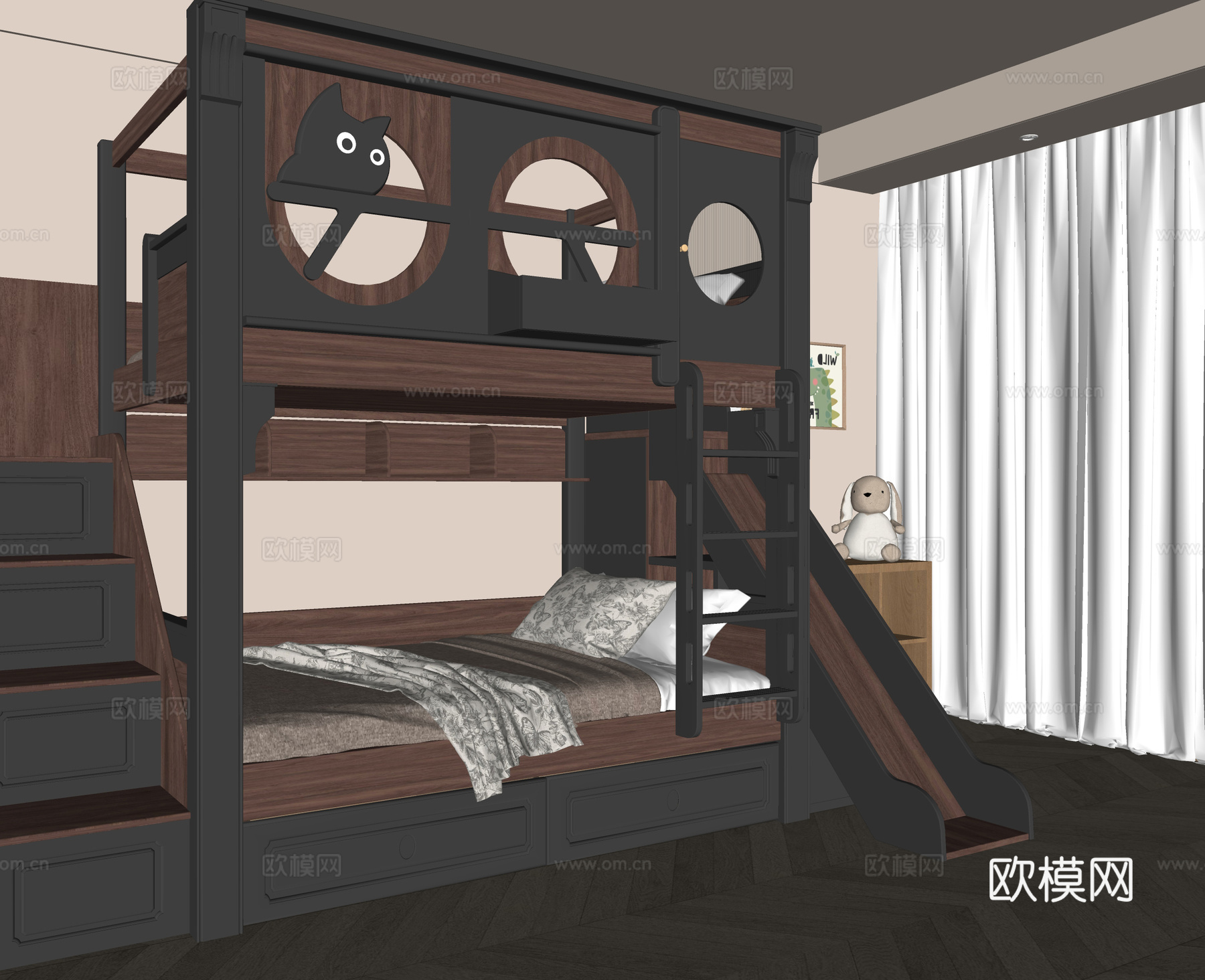 中古风上下床su模型