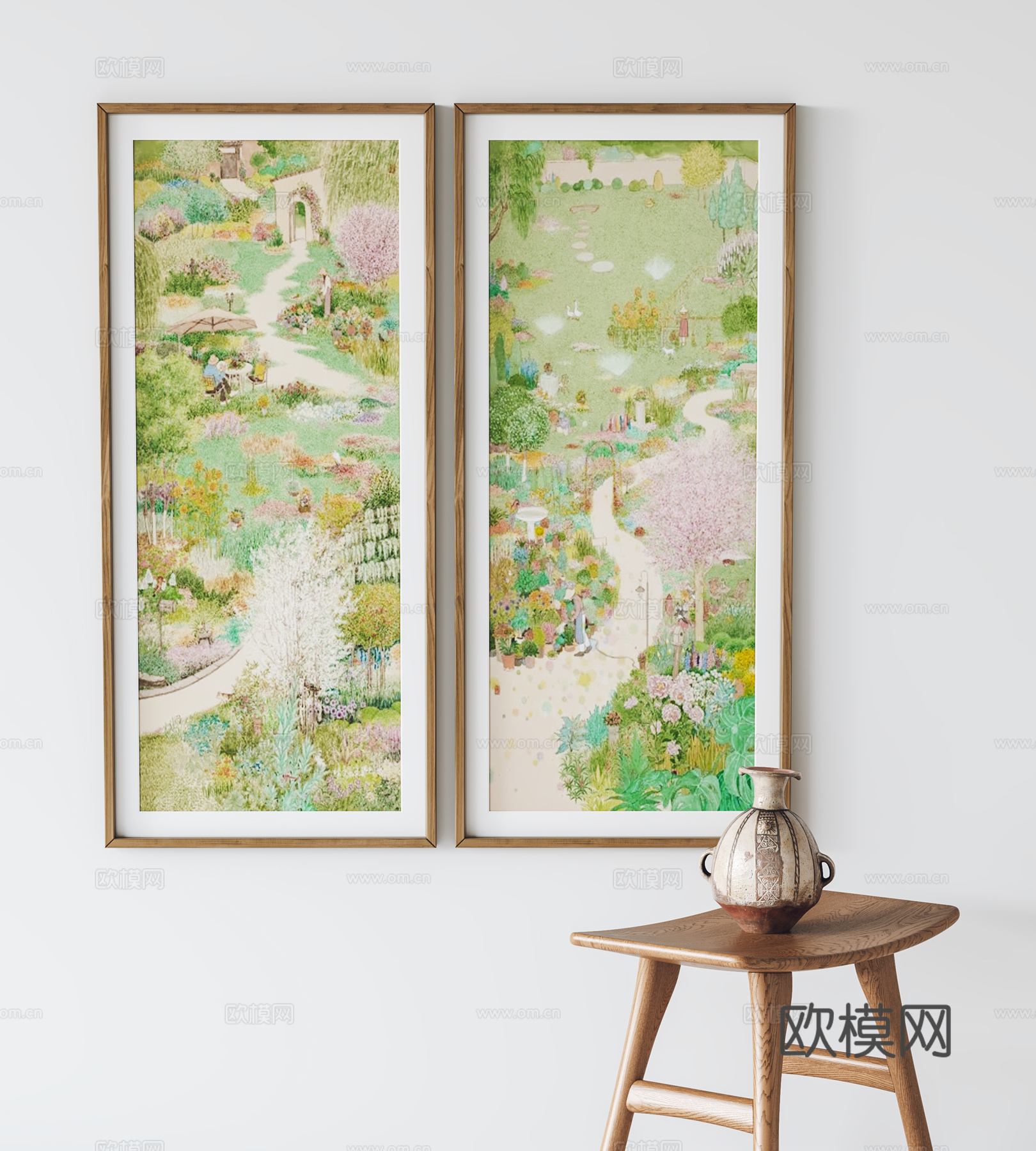 现代挂画 装饰画 凳子3d模型