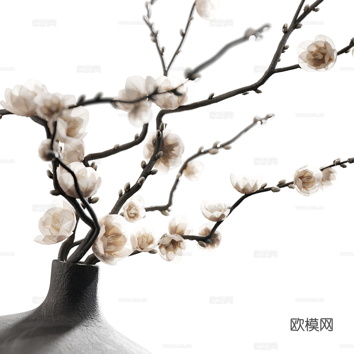 新中式花瓶花艺3d模型