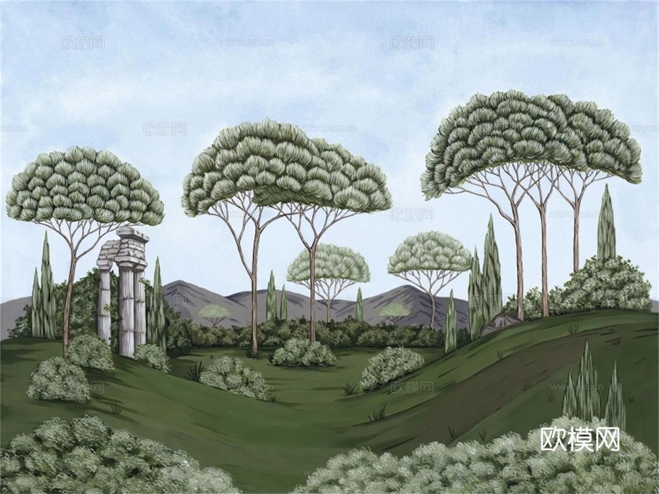 手绘植物装饰画壁画