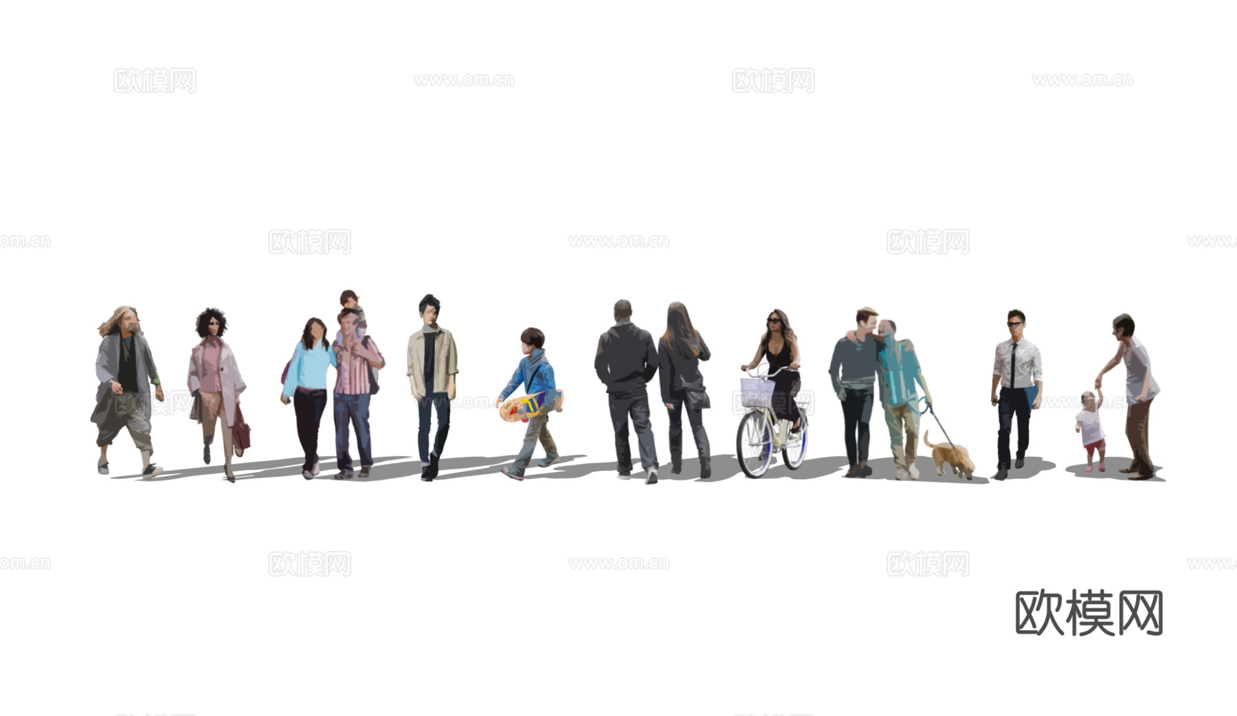 现代水彩人物su模型下载