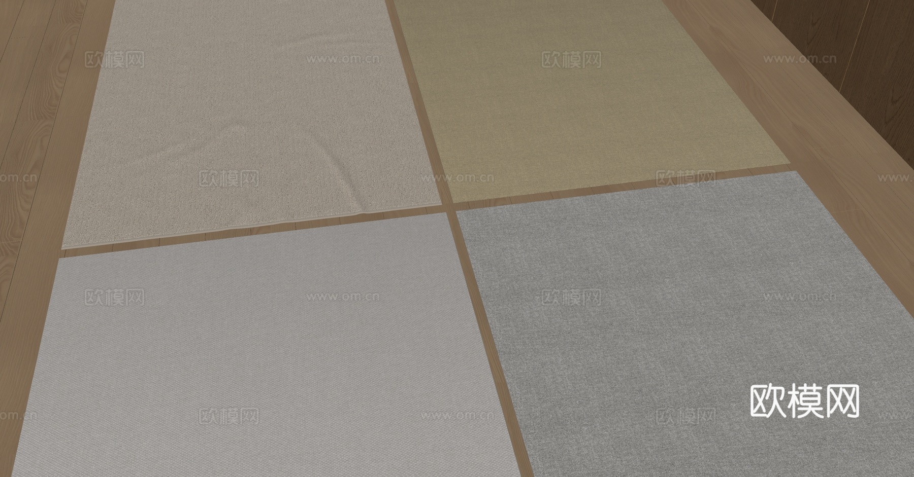 现代侘寂中古风地毯su模型