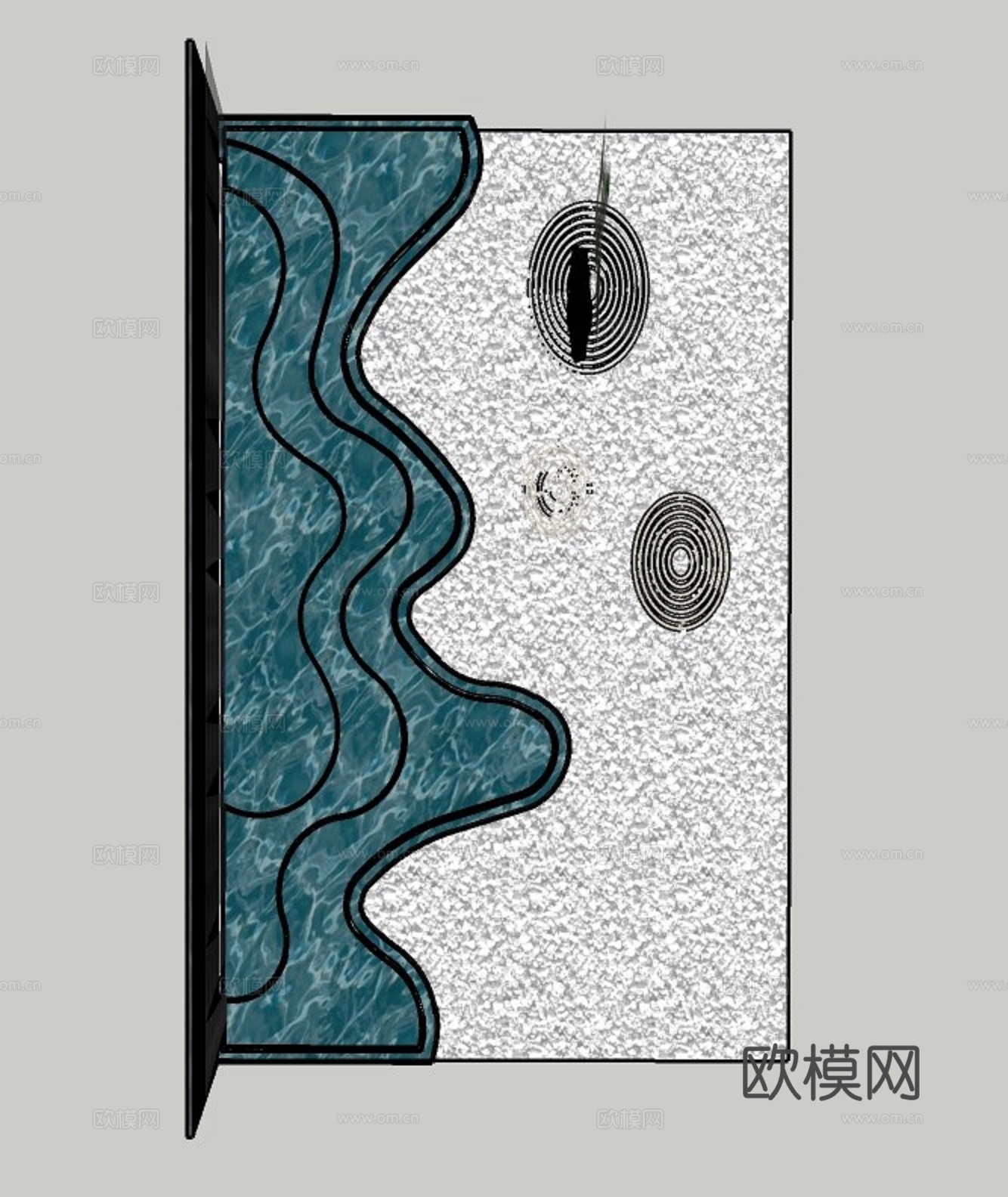 新中式瀑布水景小品su模型下载