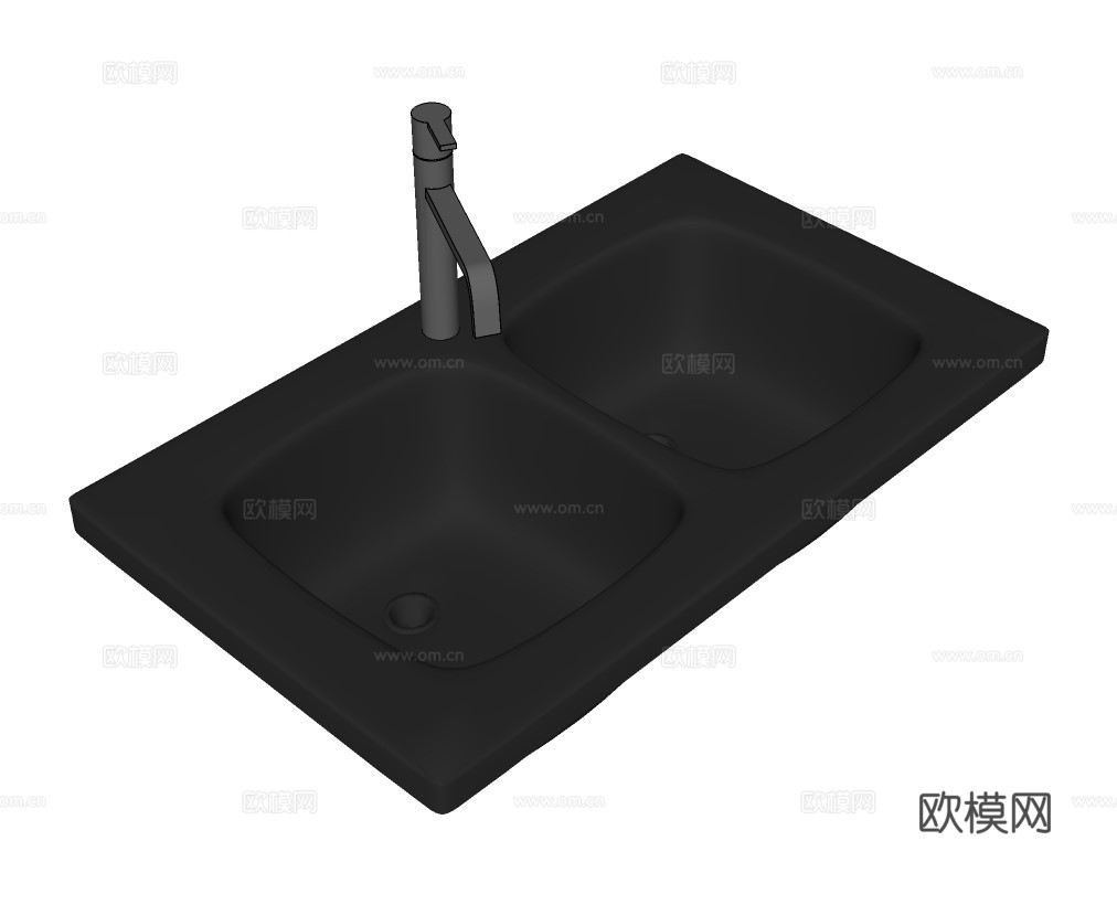 现代不锈钢水槽su模型下载