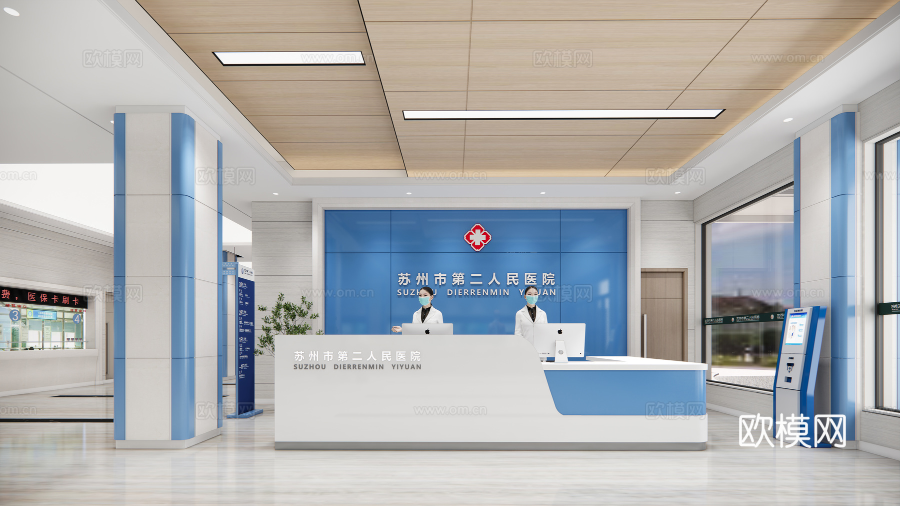 现代医院大厅su模型下载