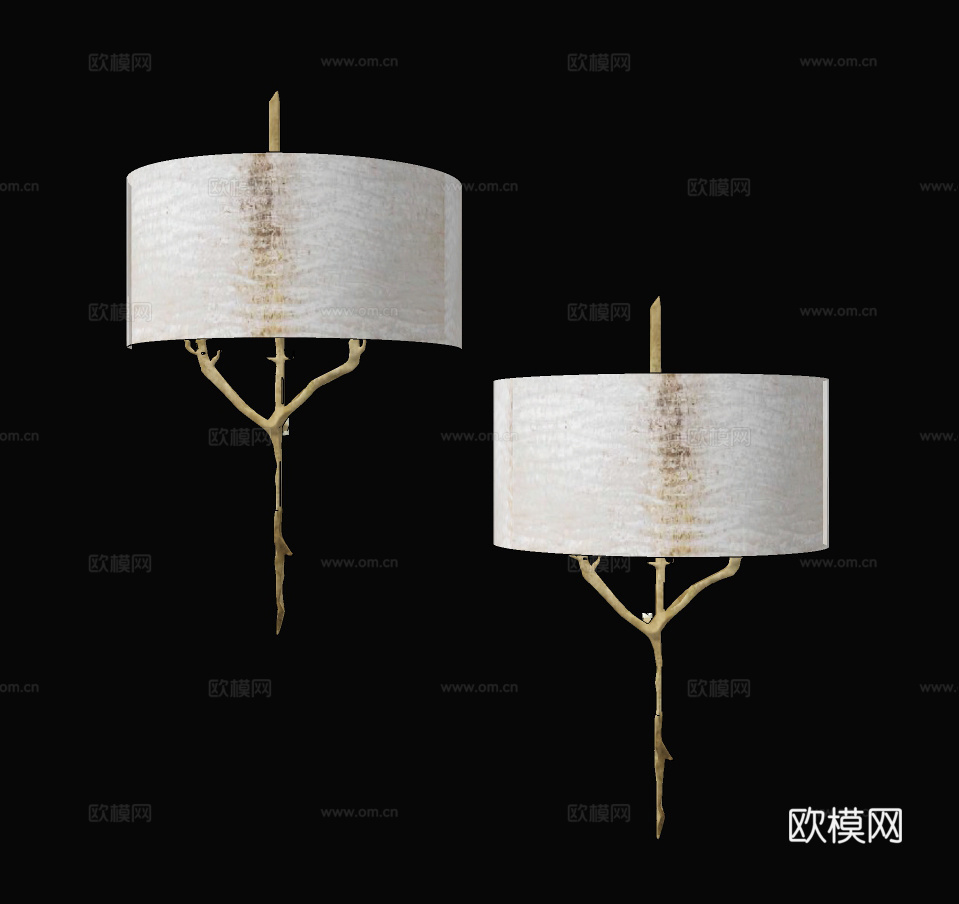 现代树枝壁灯su模型下载