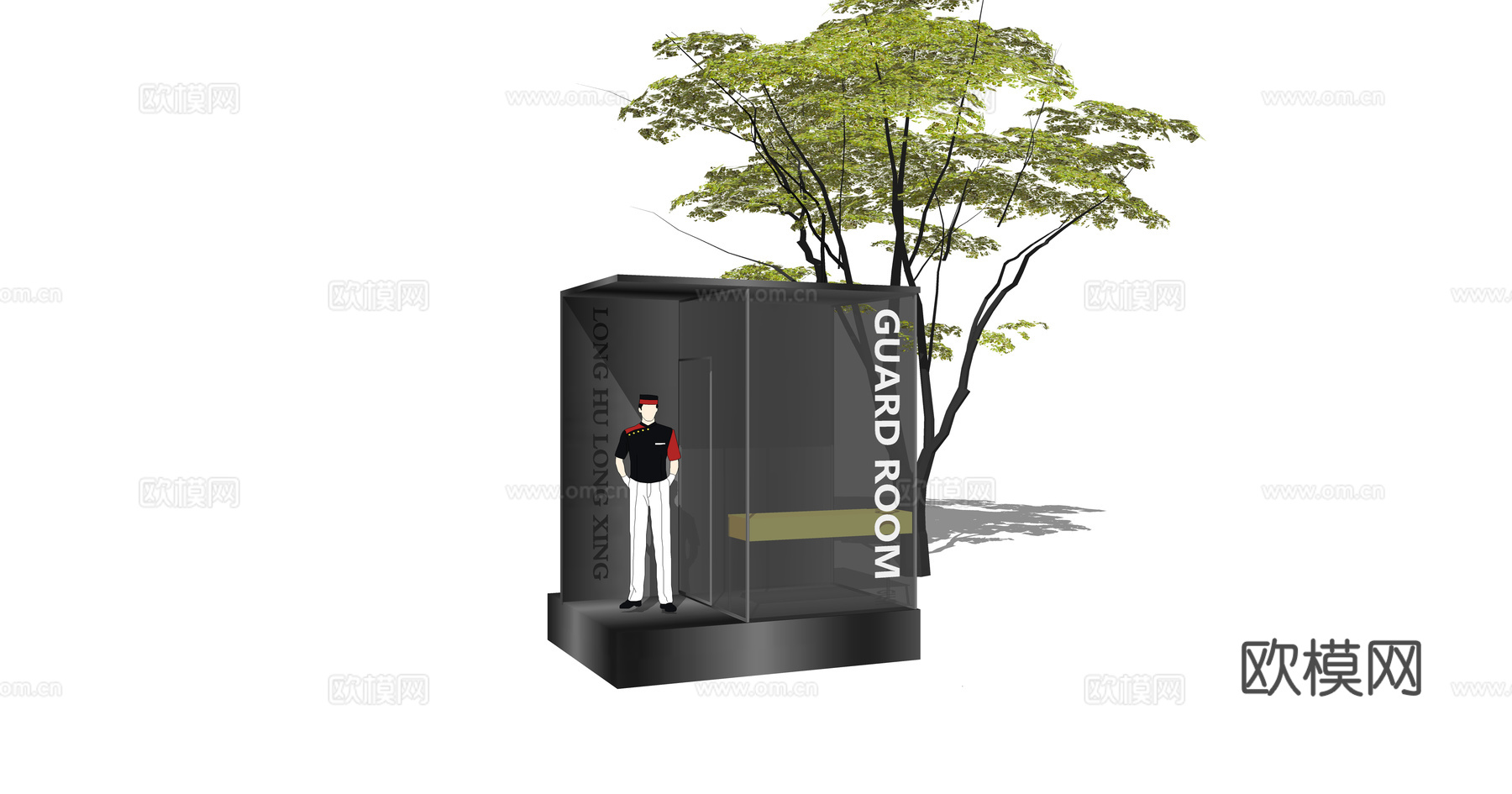 现代门卫岗亭su模型下载