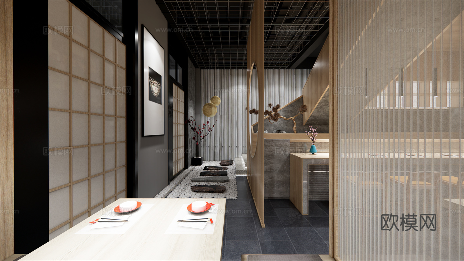 日式料理店su模型下载