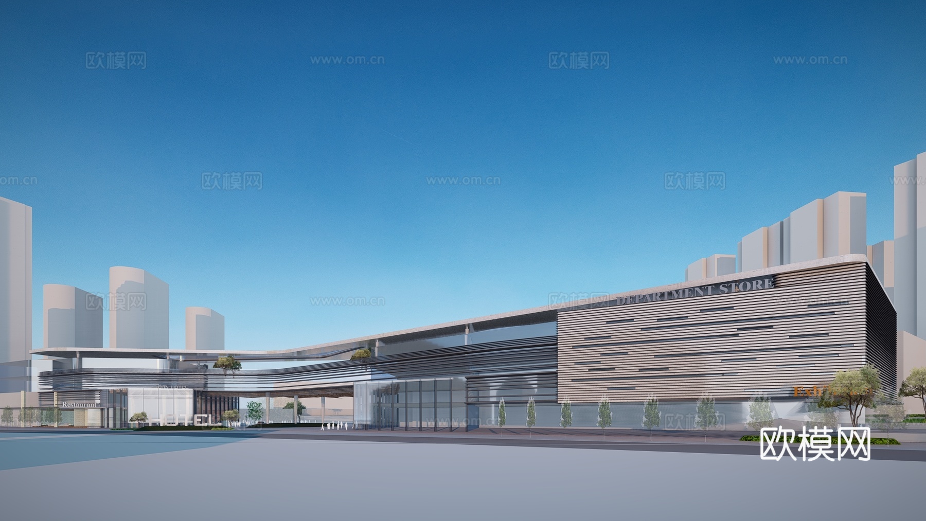 现代酒店建筑外观su模型下载