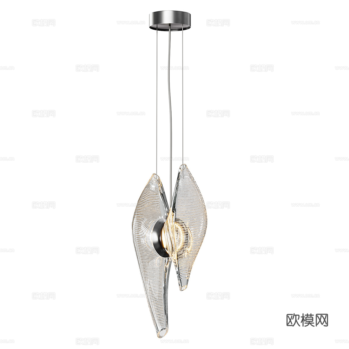 现代轻奢金属玻璃装饰吊线灯3d模型