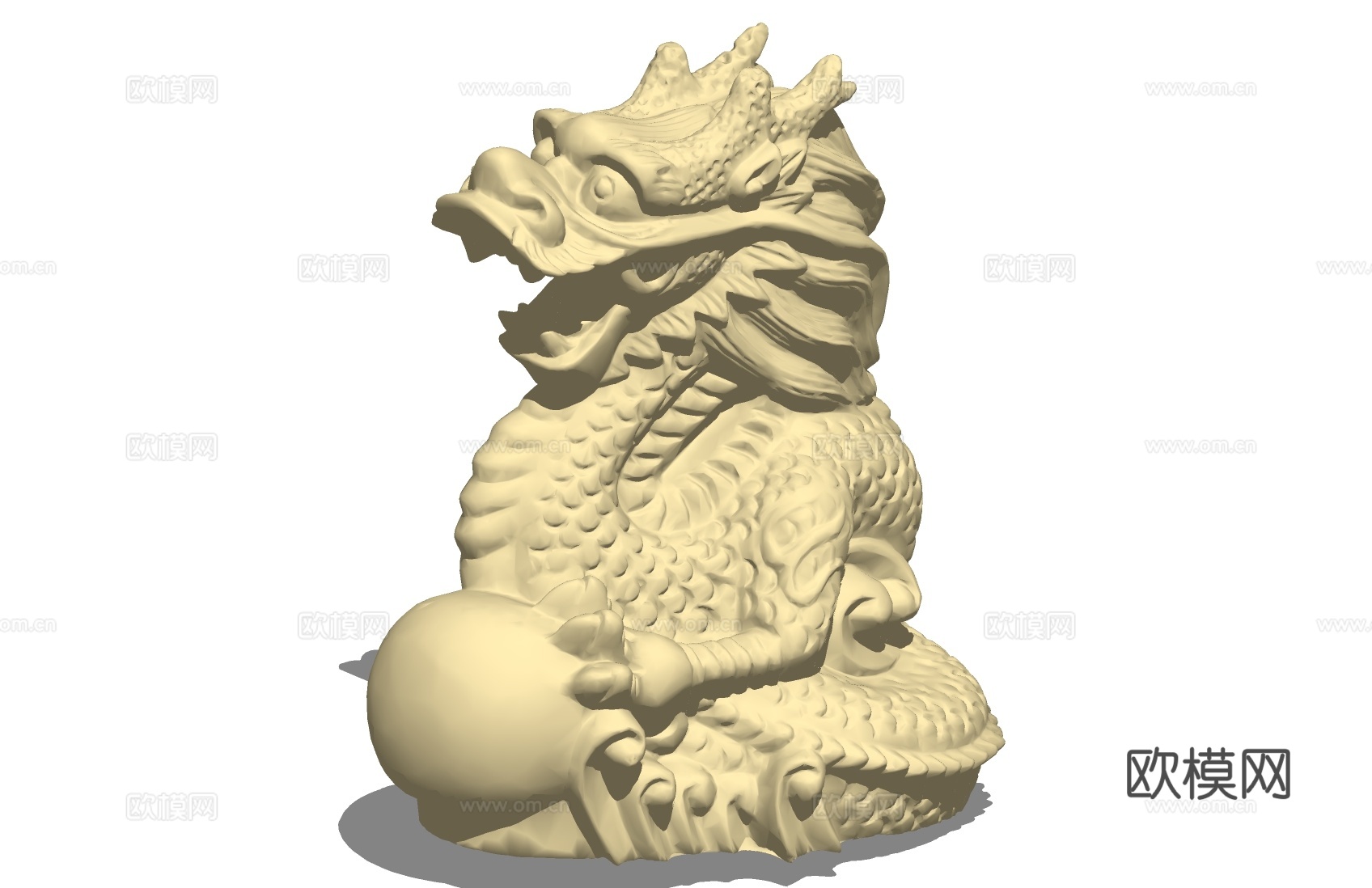 中式龙石雕雕塑su模型下载