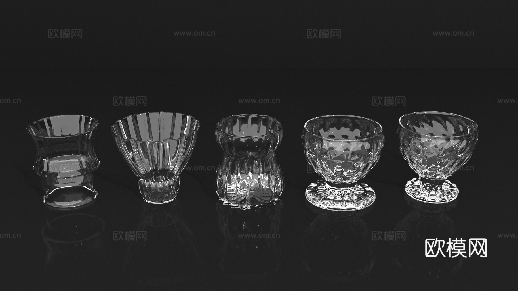 酒杯酒瓶玻璃杯玻璃瓶高脚杯水晶杯3d模型