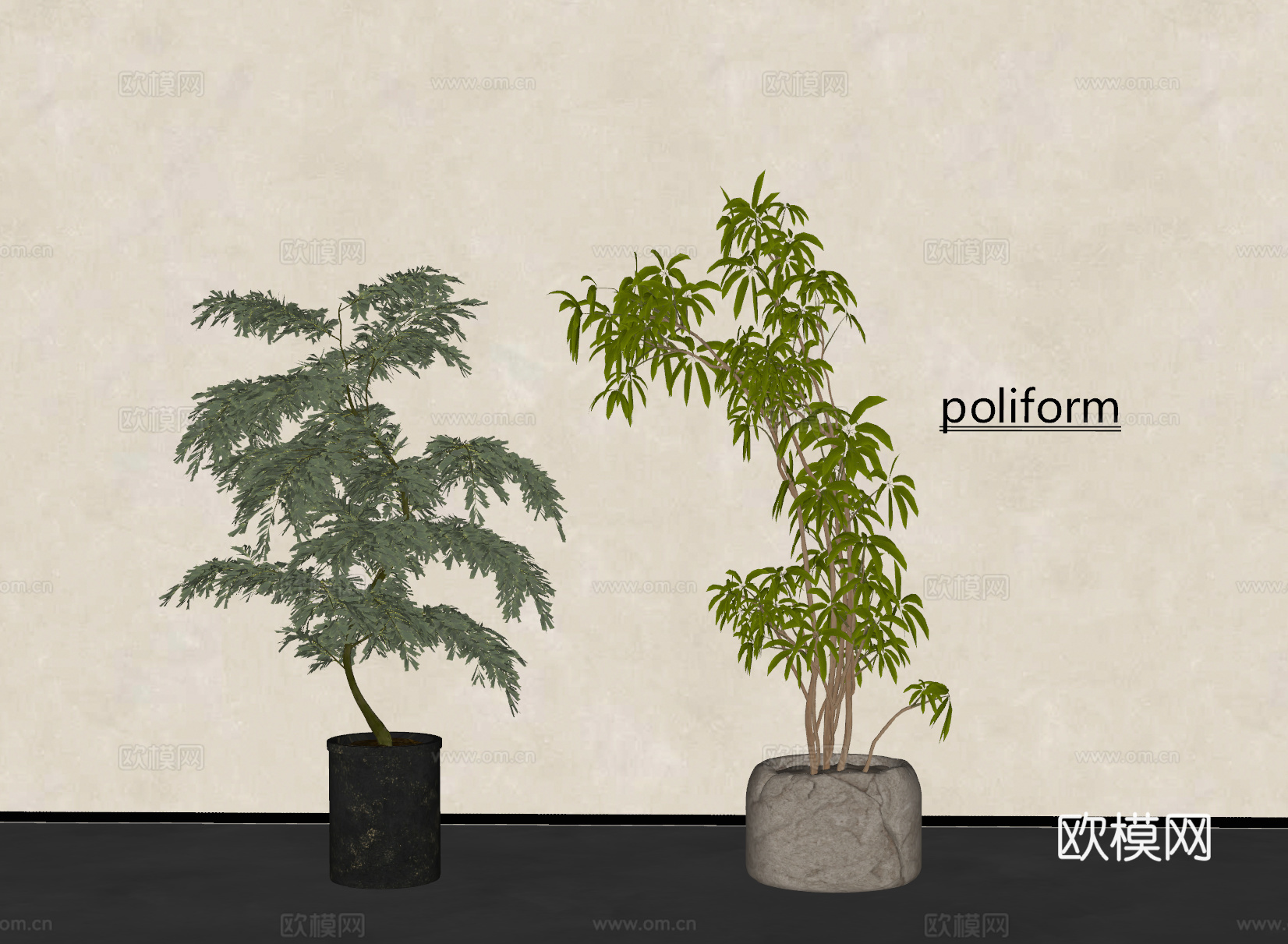 现代植物 盆栽 绿植 新中式盆栽su模型