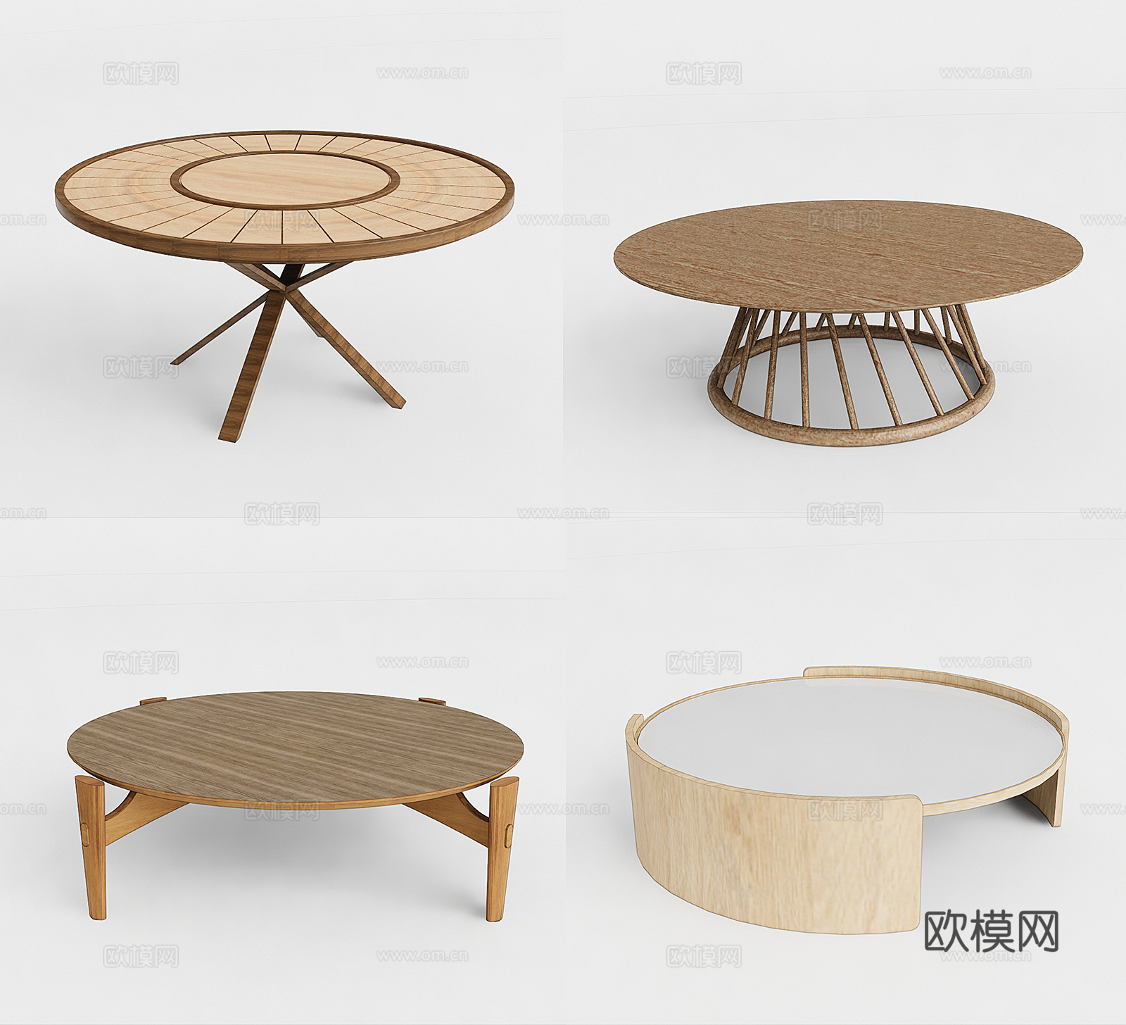 现代圆形餐桌su模型下载