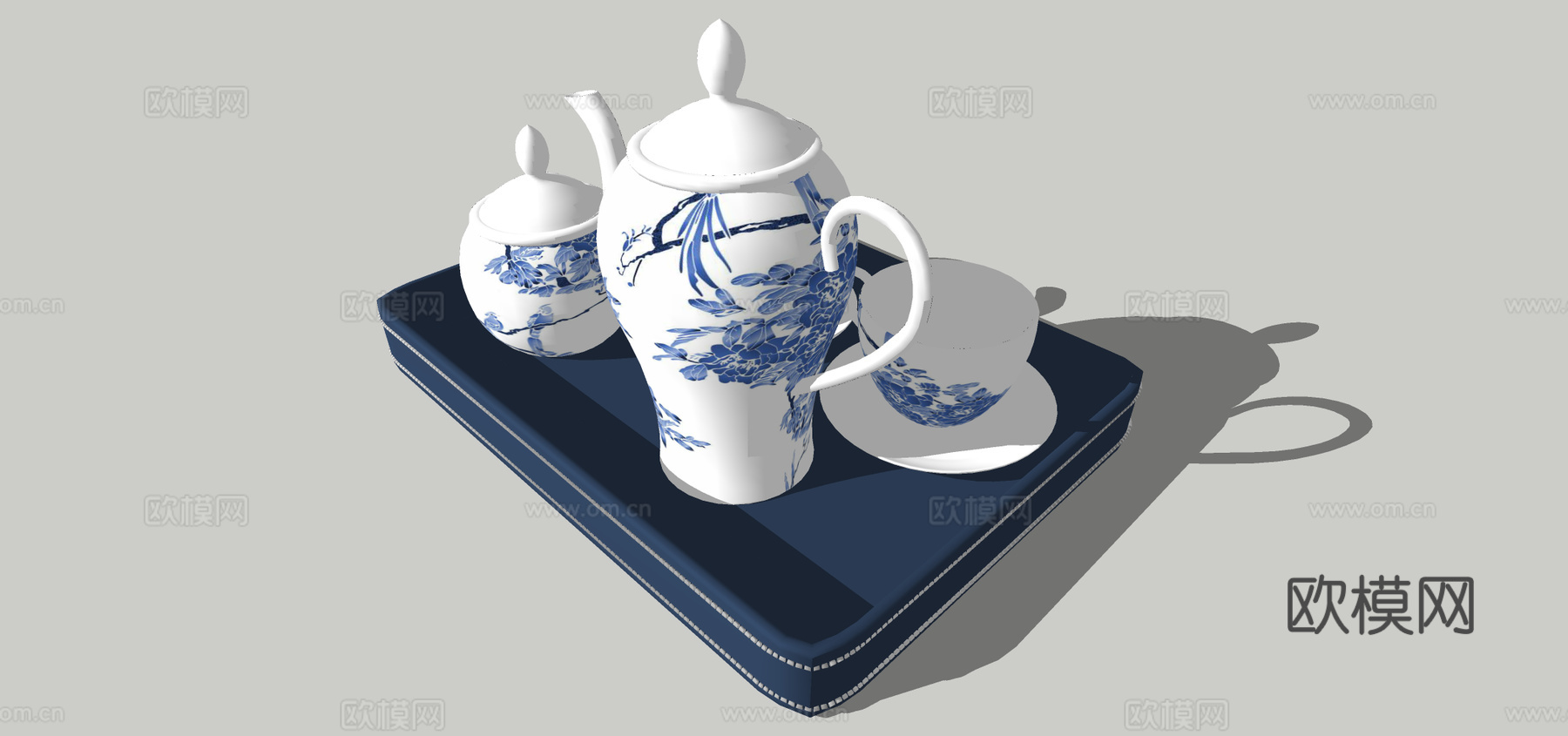 新中式茶壶茶杯茶具su模型下载