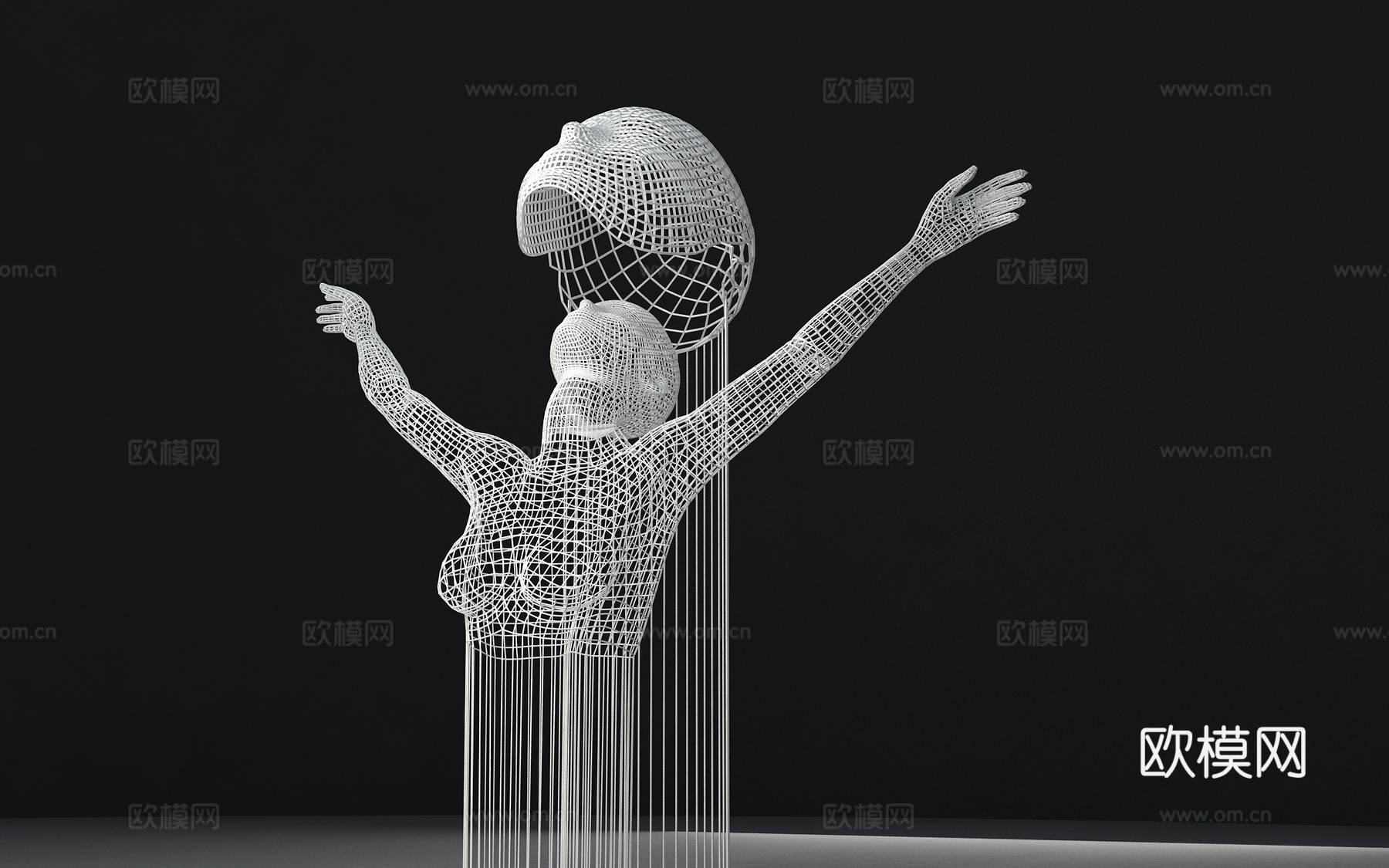 广场雕塑人物3d模型