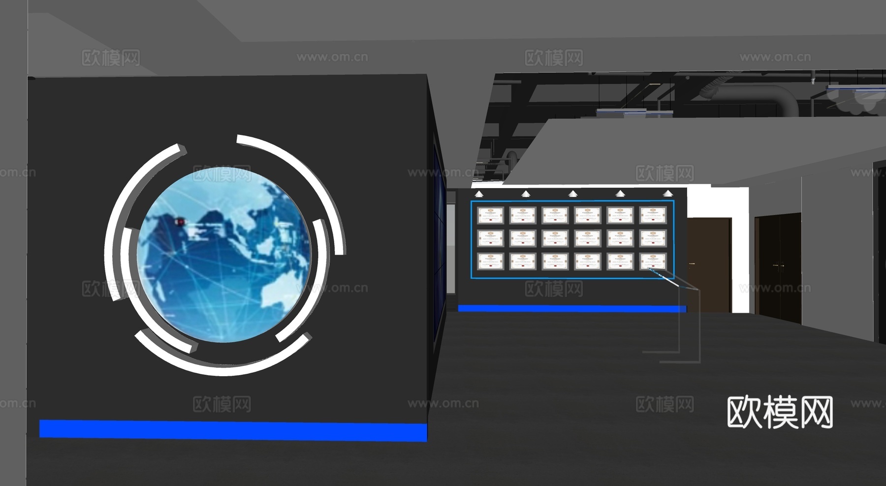 现代科技馆展览馆su模型下载