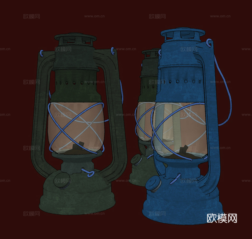工业风煤油灯马灯su模型下载